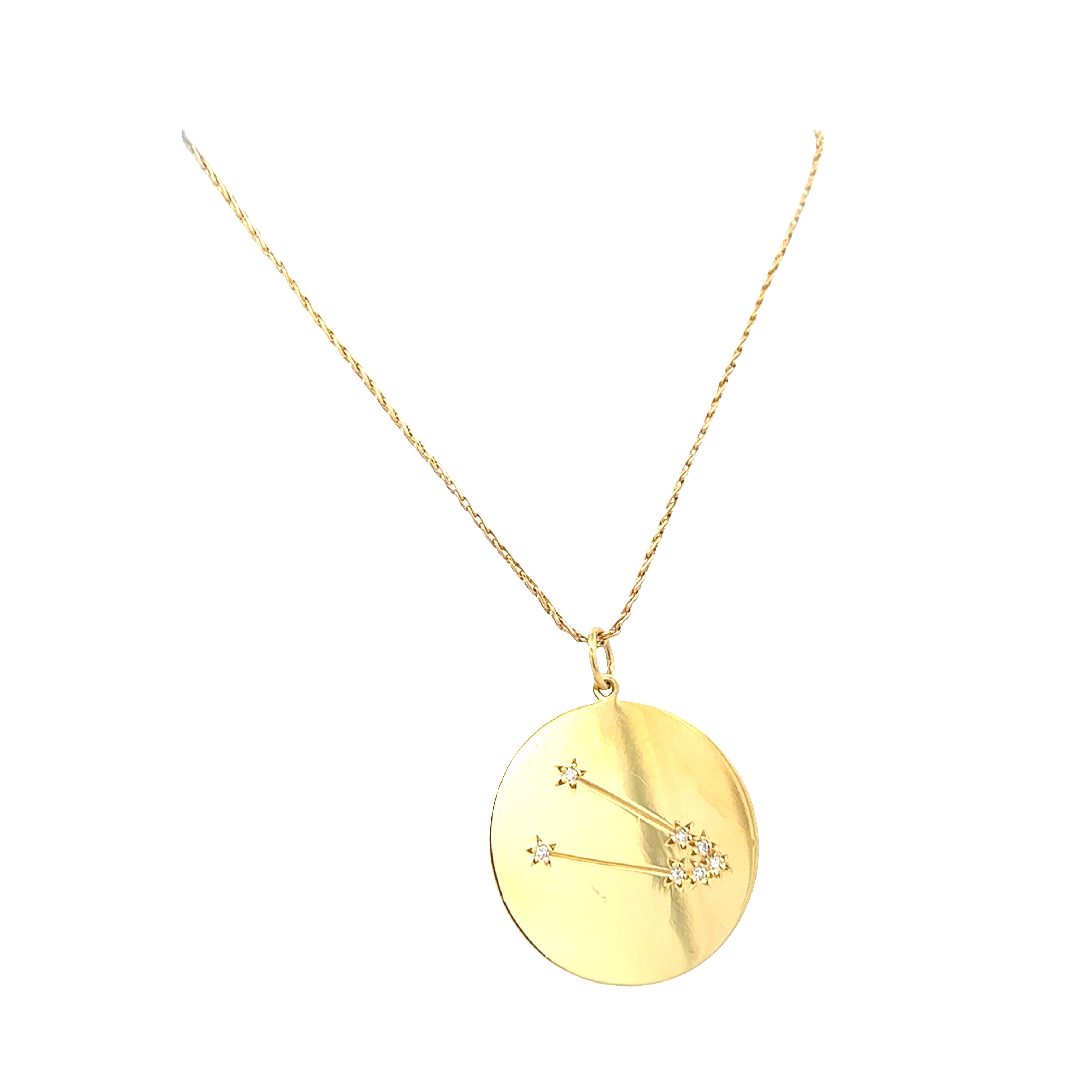 18k Yellow Gold Taurus Constellation Diamond Pendant Necklace