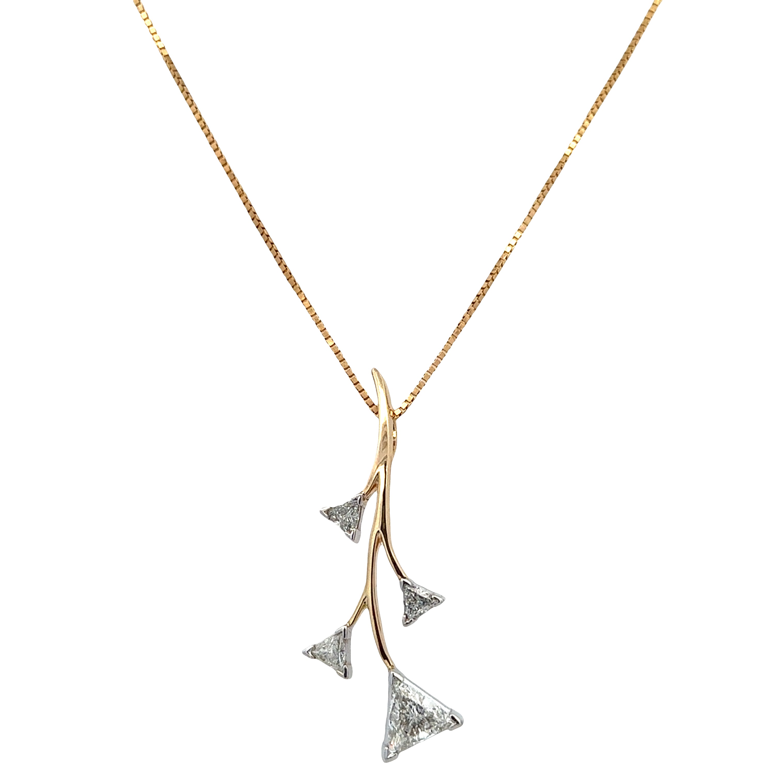 14k Yellow Gold Diamond Foliate Statement Pendant Necklace – 18"