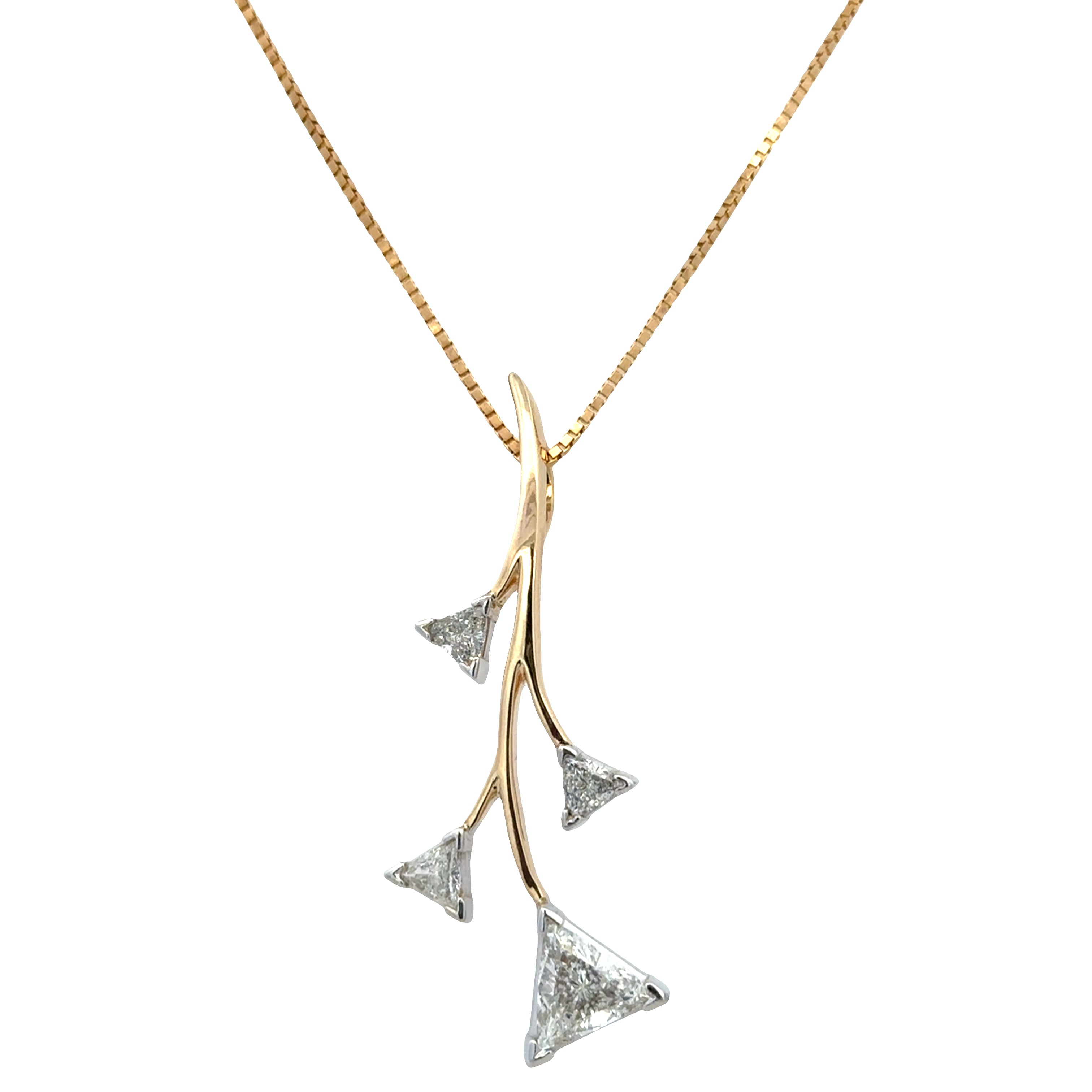 14k Yellow Gold Diamond Foliate Statement Pendant Necklace – 18"