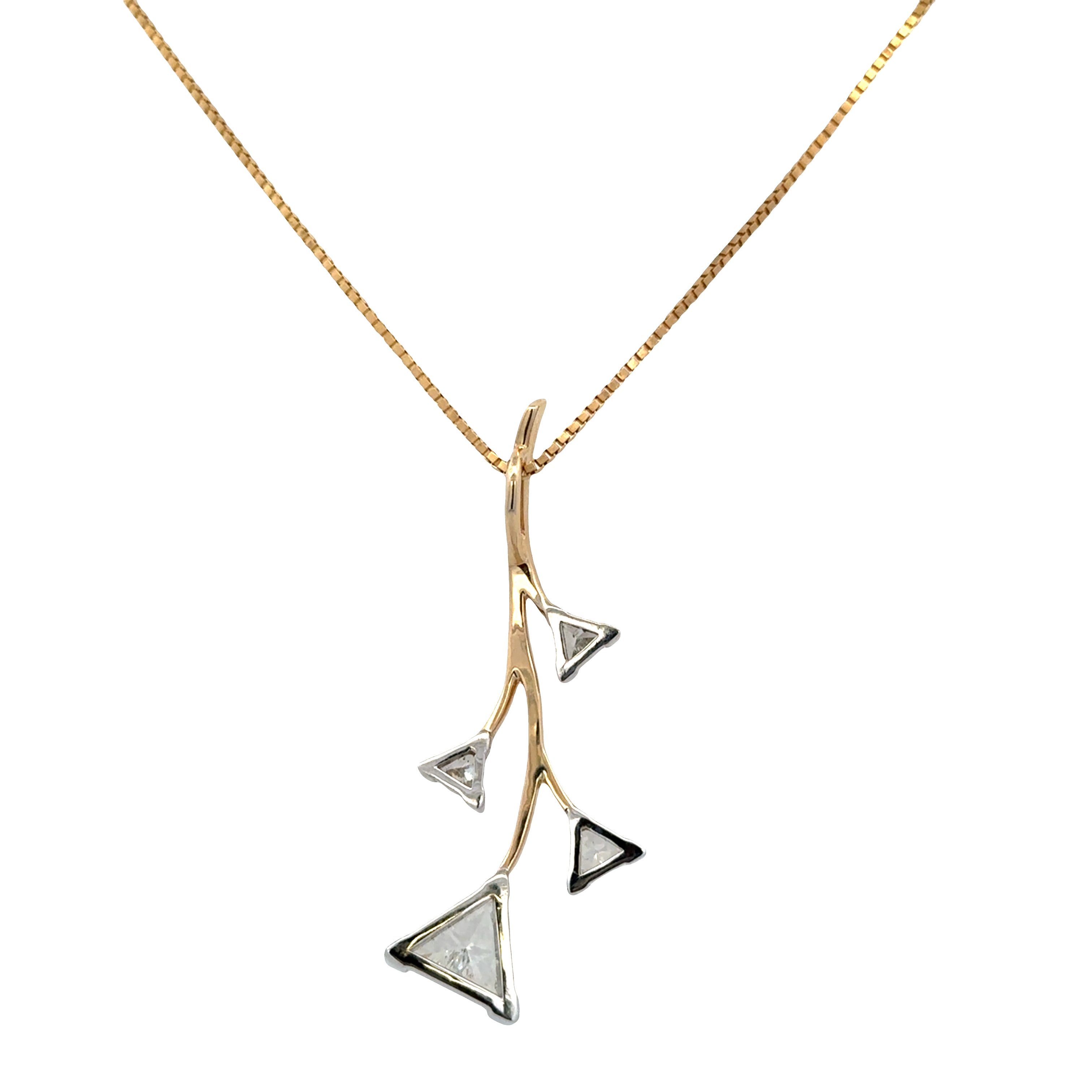 14k Yellow Gold Diamond Foliate Statement Pendant Necklace – 18"