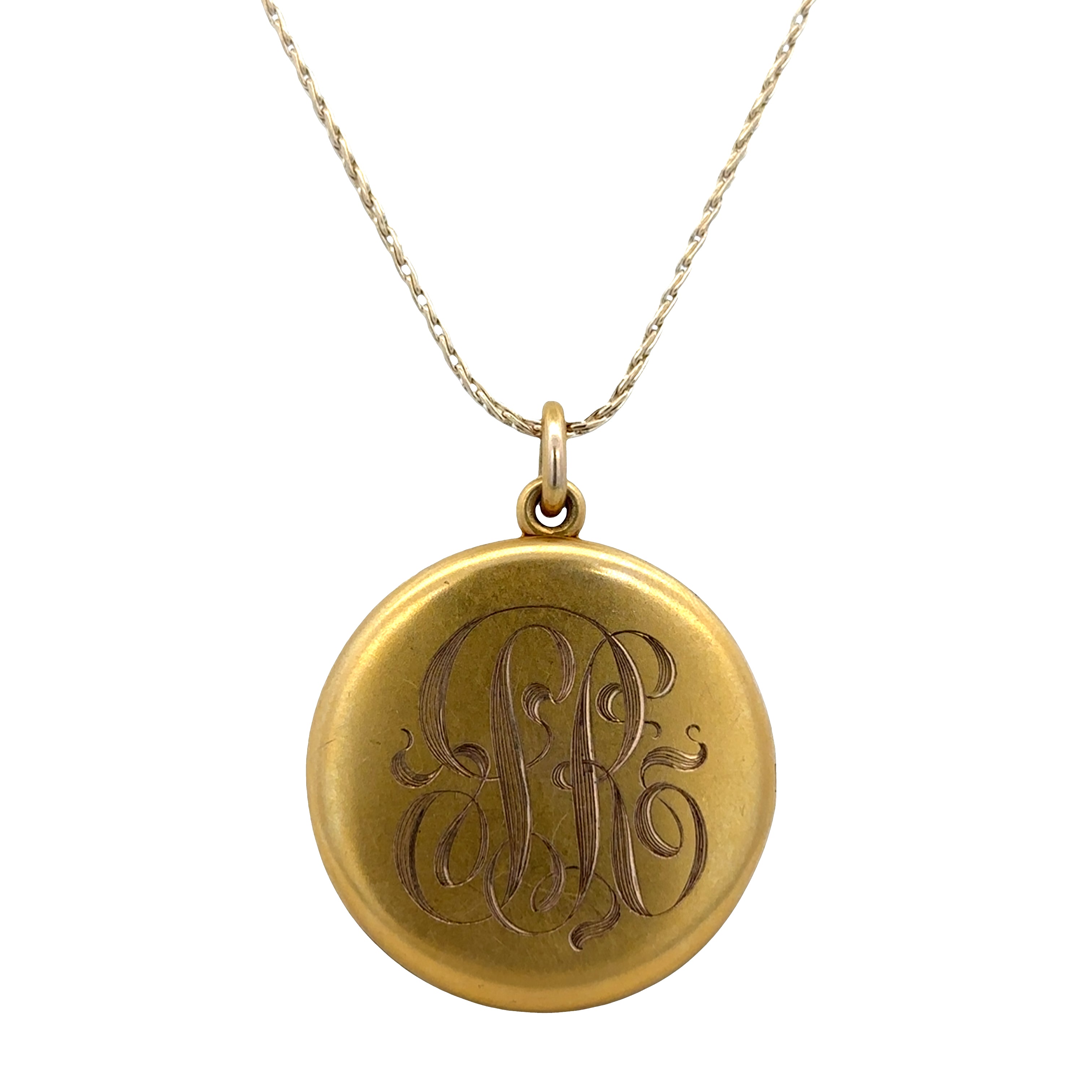 Antique Art Nouveau 14k Rose Gold Diamond Silhouette Locket Necklace – 16" Chain, Circa 1910s