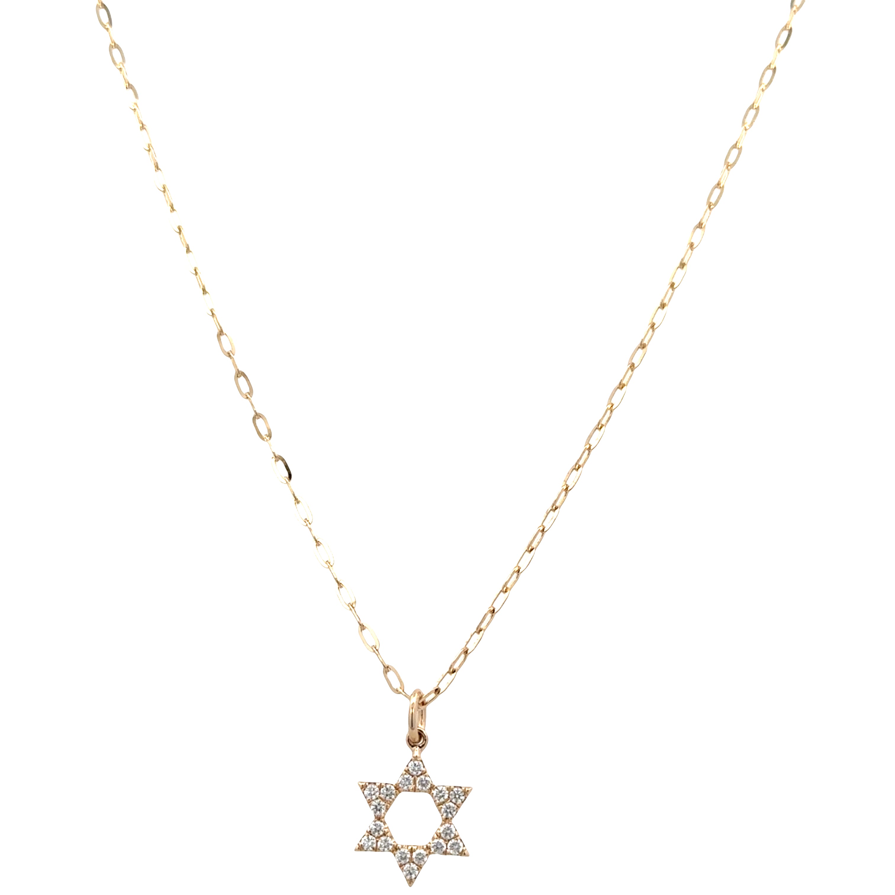 14k Yellow Gold Diamond Star of David Pendant Necklace – Adjustable