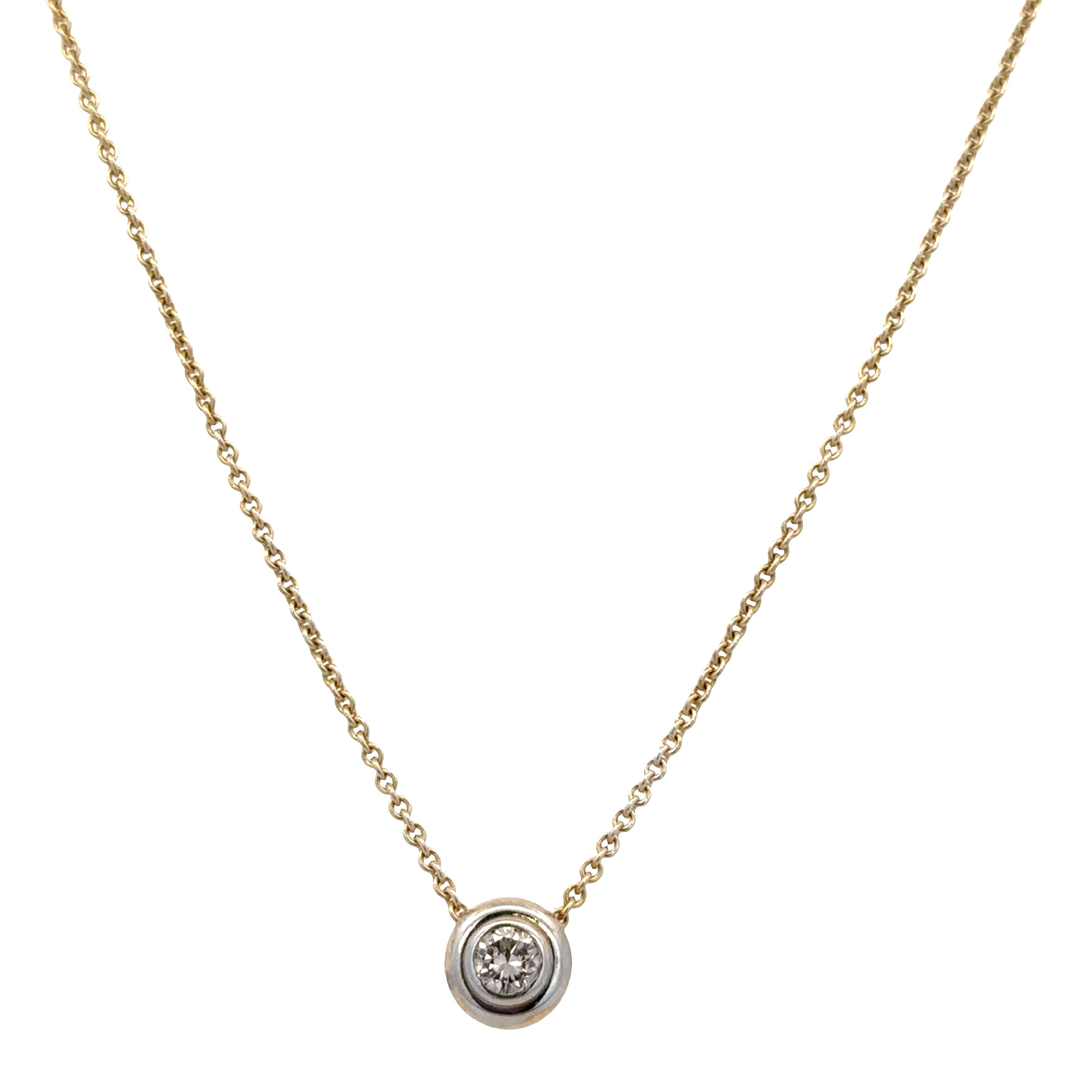 14k Two-Tone Gold Diamond Bezel Pendant Necklace – 16"