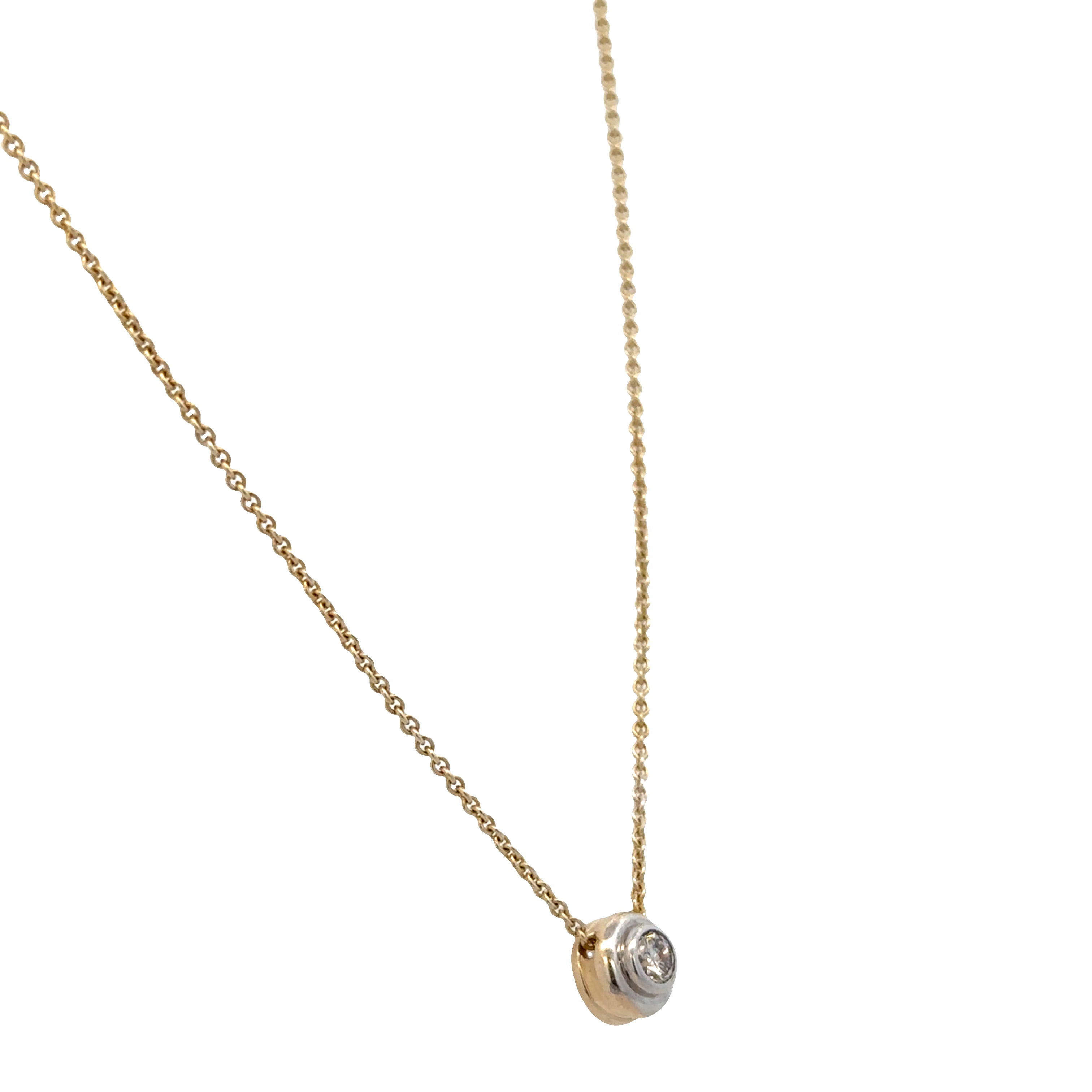 14k Two-Tone Gold Diamond Bezel Pendant Necklace – 16"