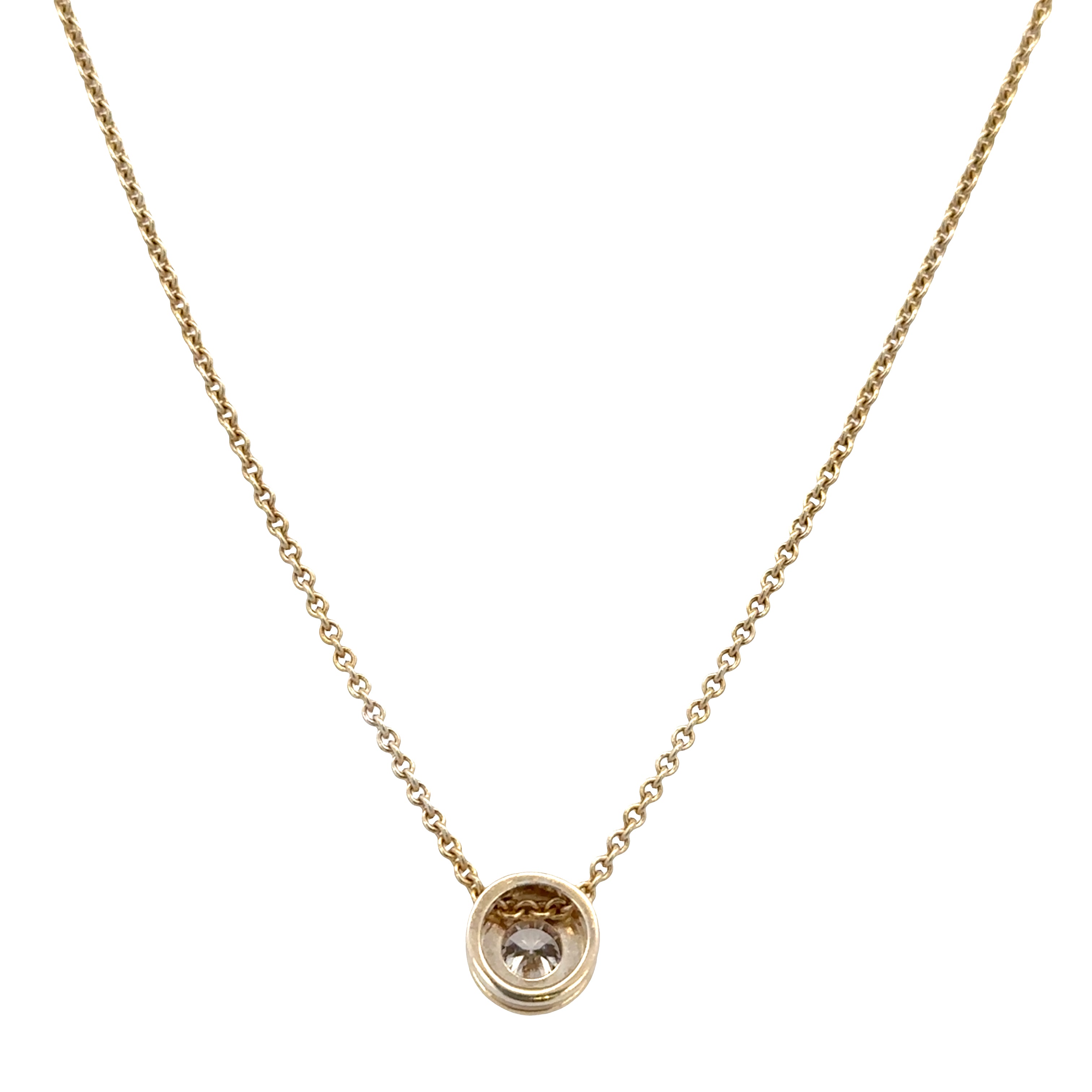 14k Two-Tone Gold Diamond Bezel Pendant Necklace – 16"