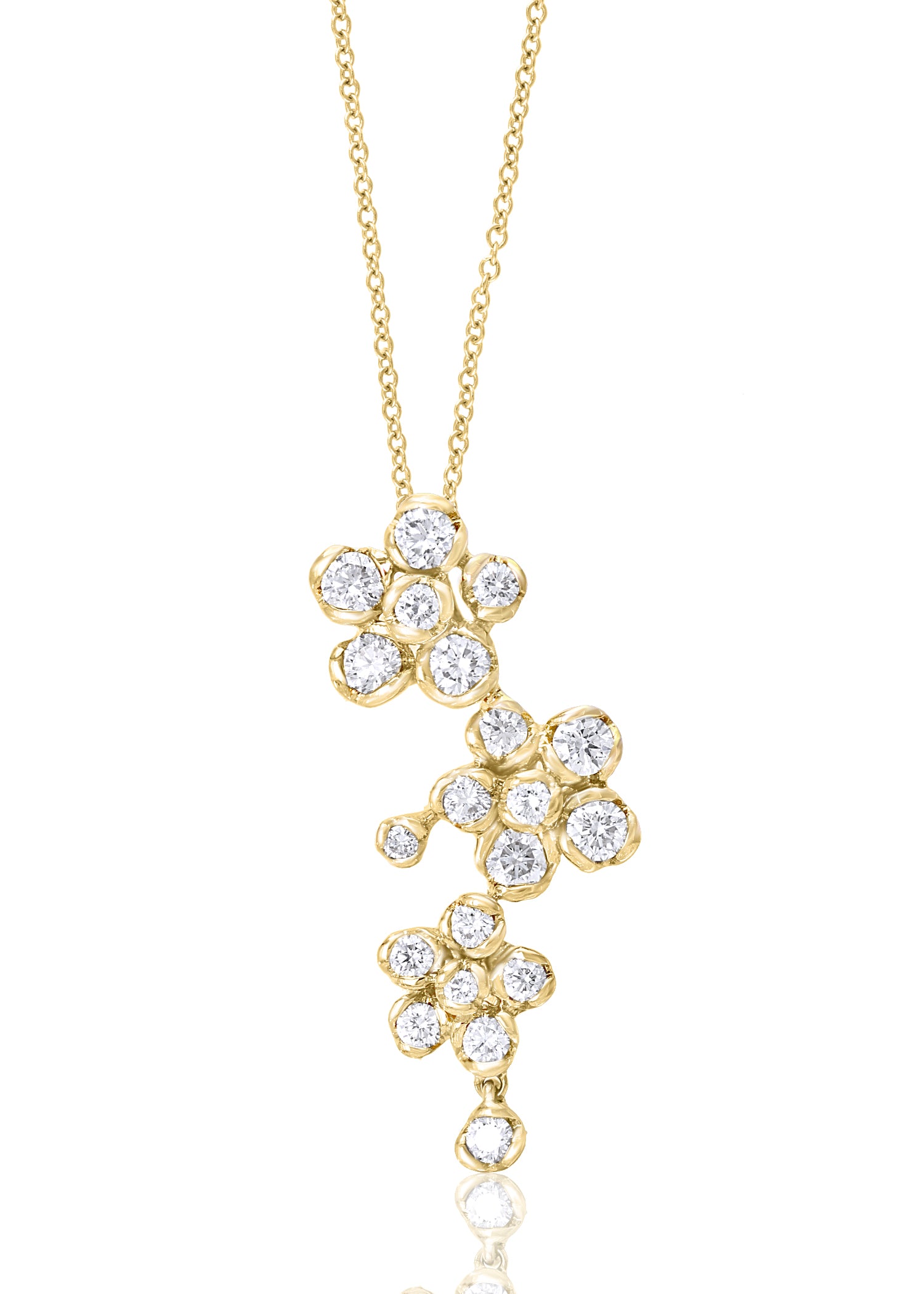 18k Yellow Gold Diamond Floral Pendant