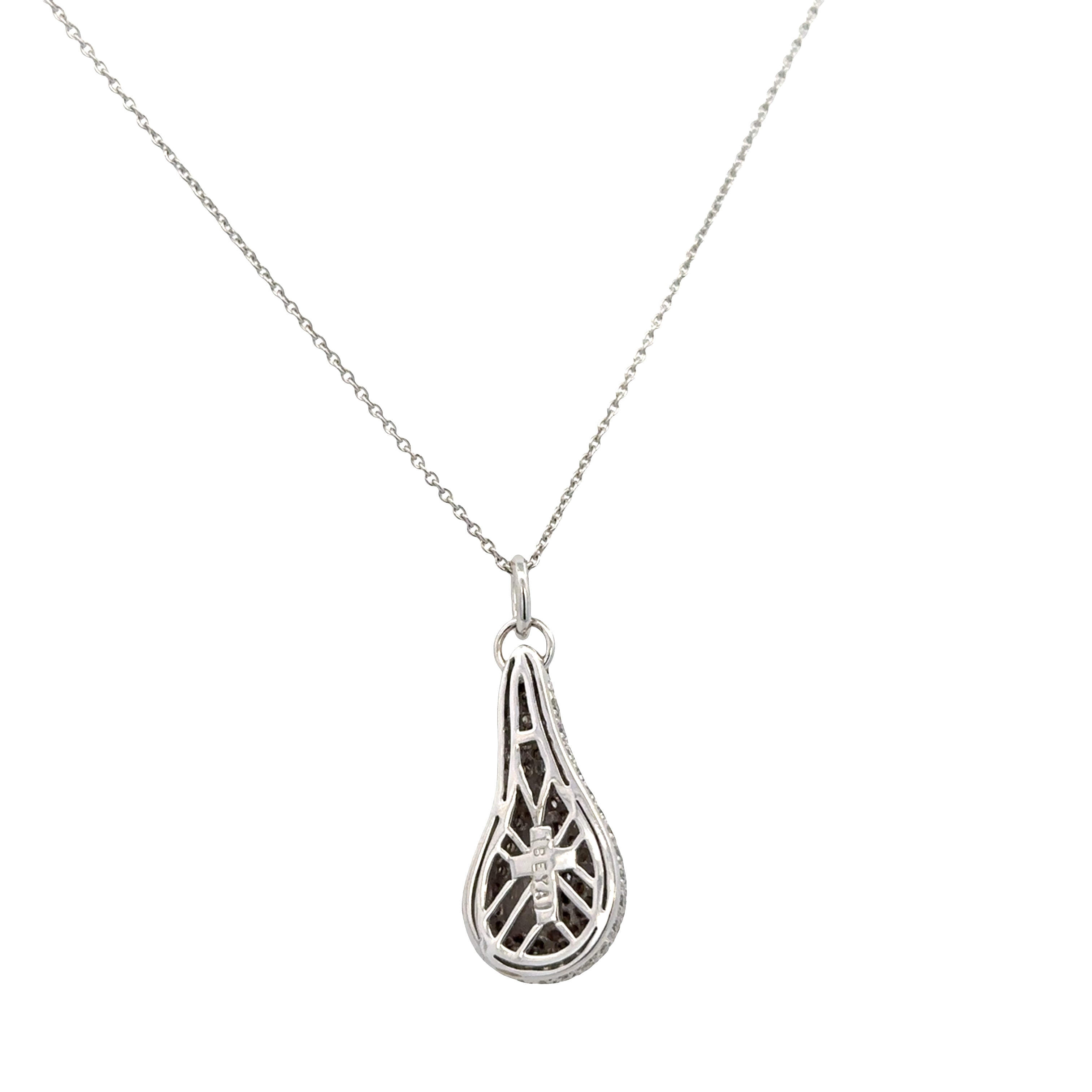 18k White Gold Diamond Teardrop Pendant Necklace – 16"