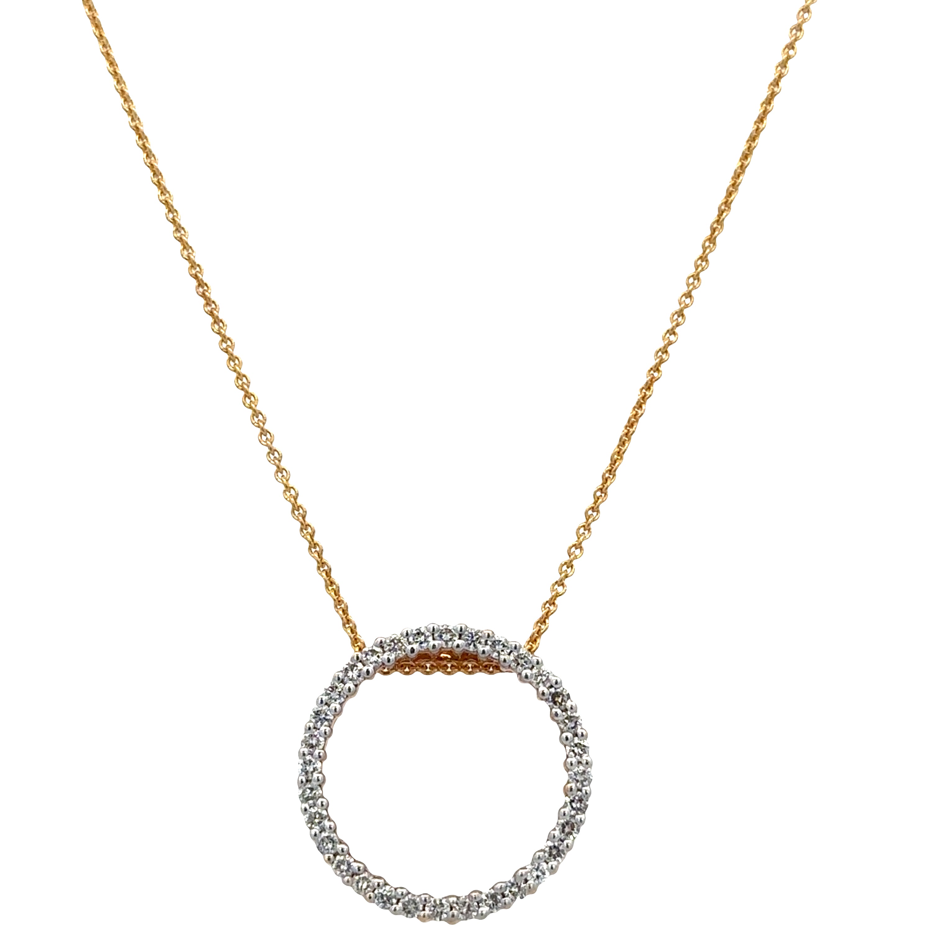 14k Yellow Gold Diamond Circle Slide Pendant Necklace – 16"