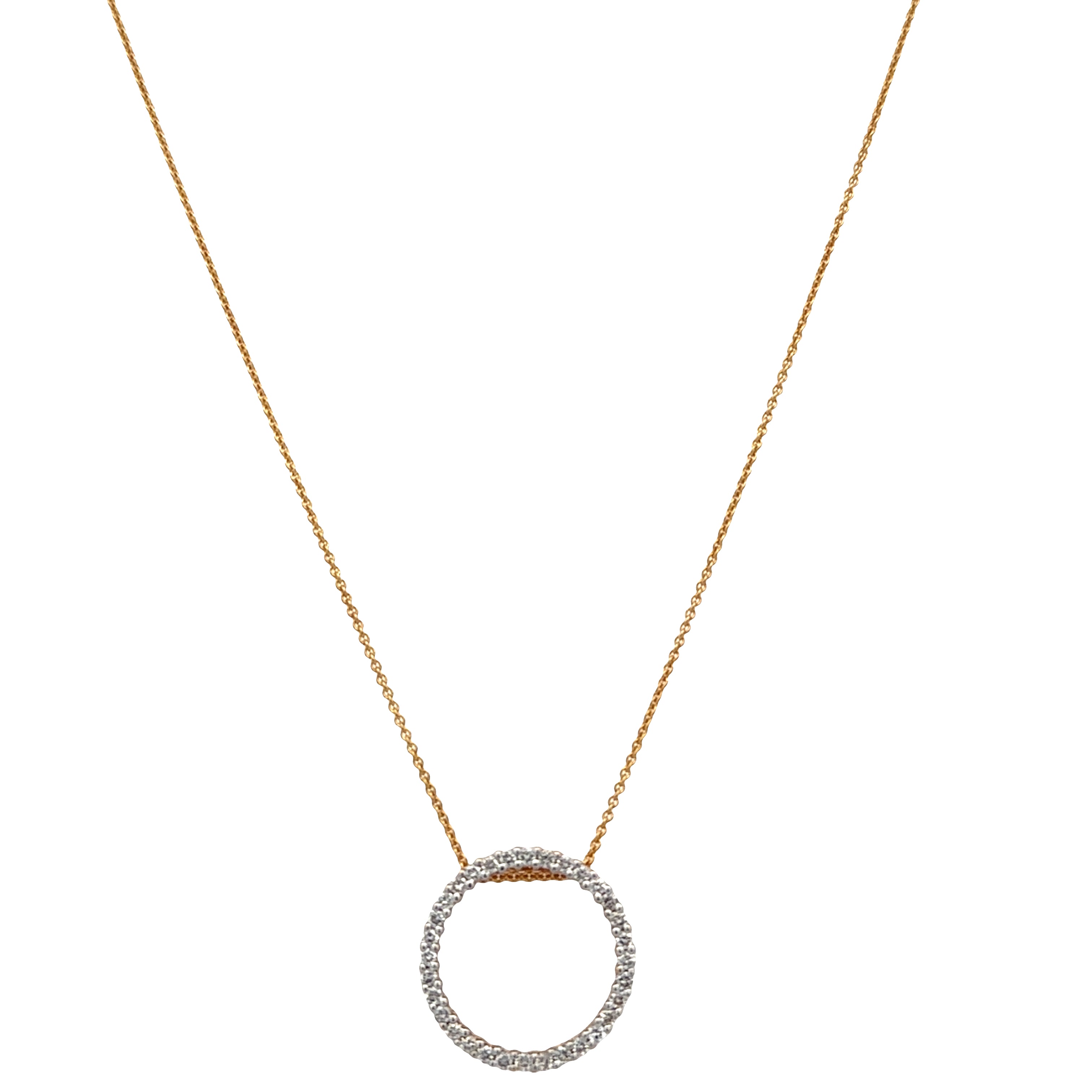 14k Yellow Gold Diamond Circle Slide Pendant Necklace – 16"