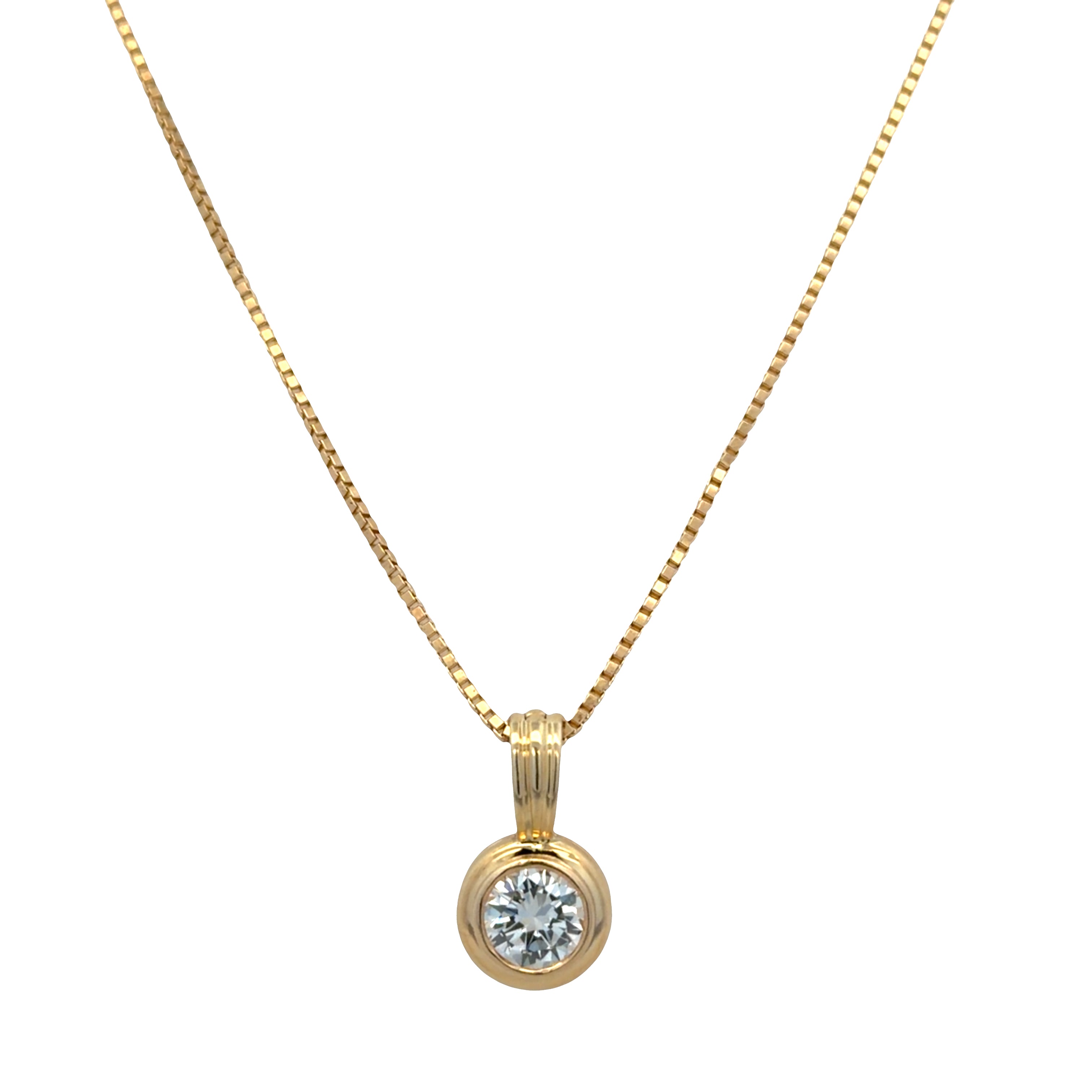 14k Yellow Gold 1.00 CT Bezel-Set Diamond Pendant Necklace – 20"
