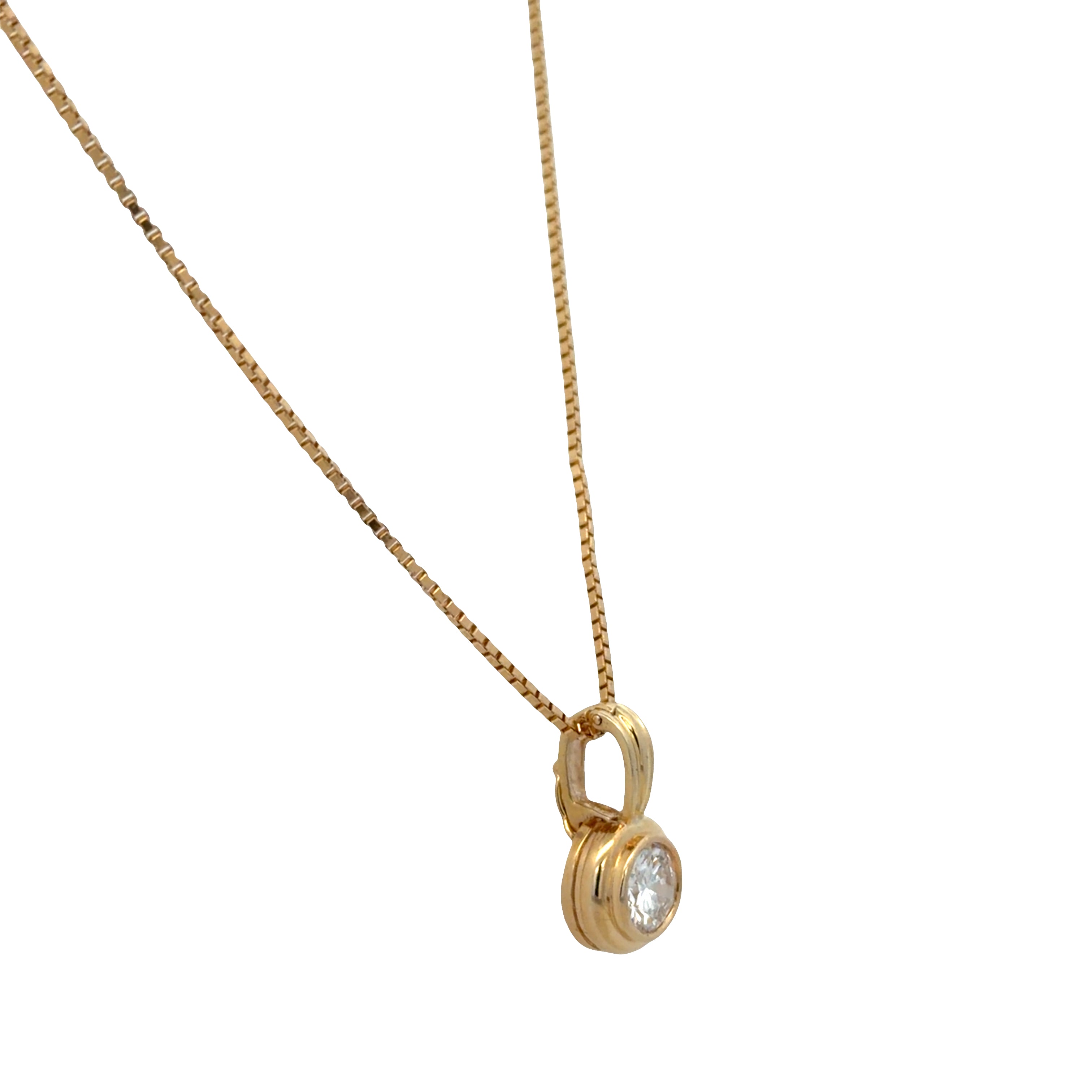 14k Yellow Gold 1.00 CT Bezel-Set Diamond Pendant Necklace – 20"