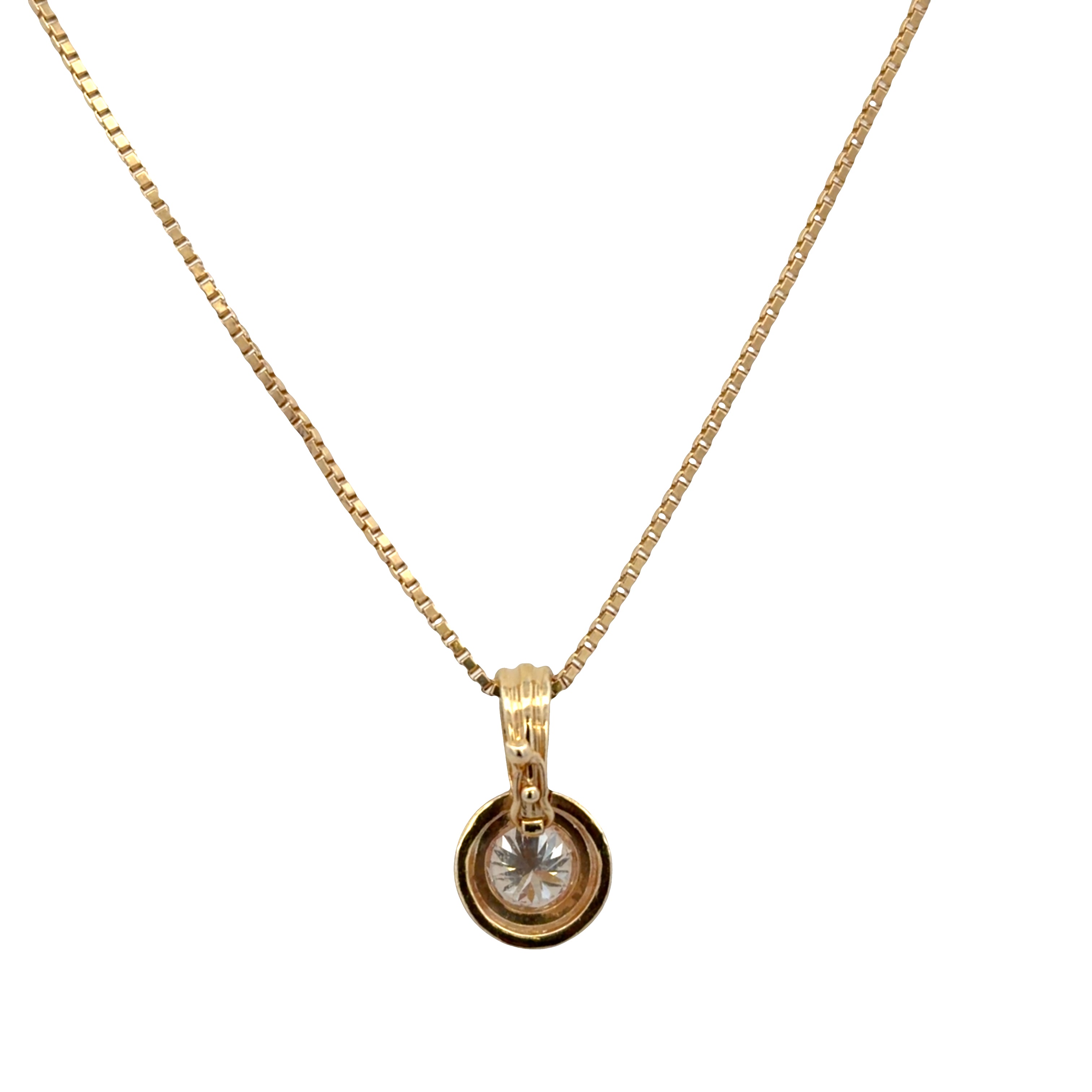 14k Yellow Gold 1.00 CT Bezel-Set Diamond Pendant Necklace – 20"