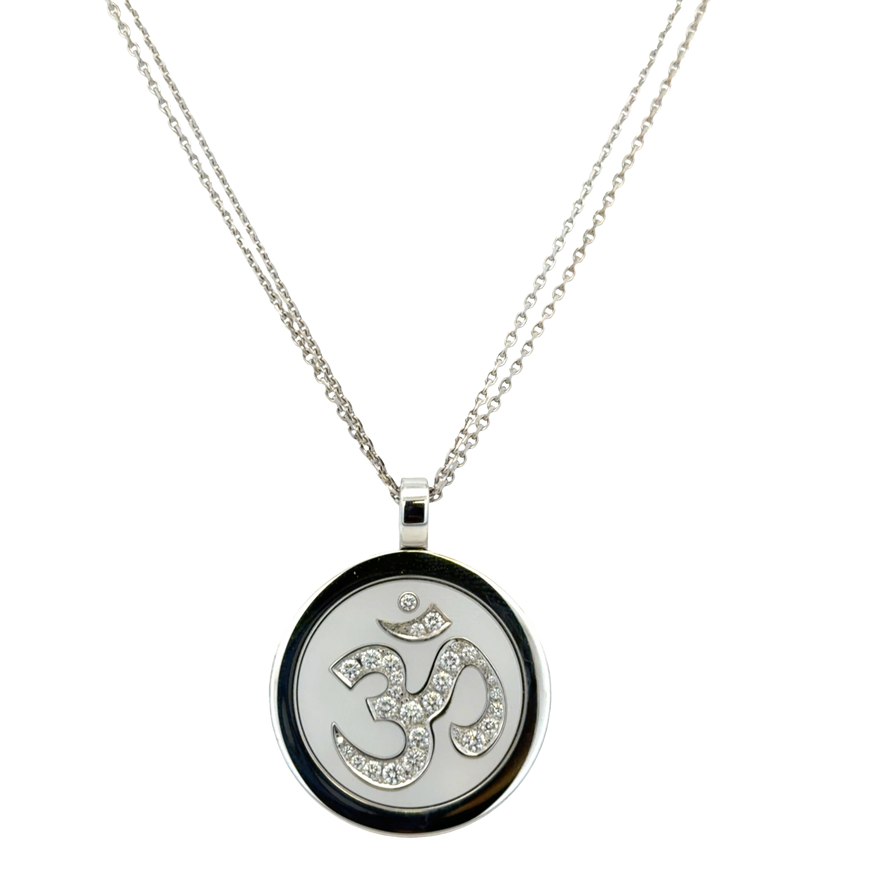 Estate Chopard 18k White Gold OM Diamond Necklace – Limited Edition 79/6068