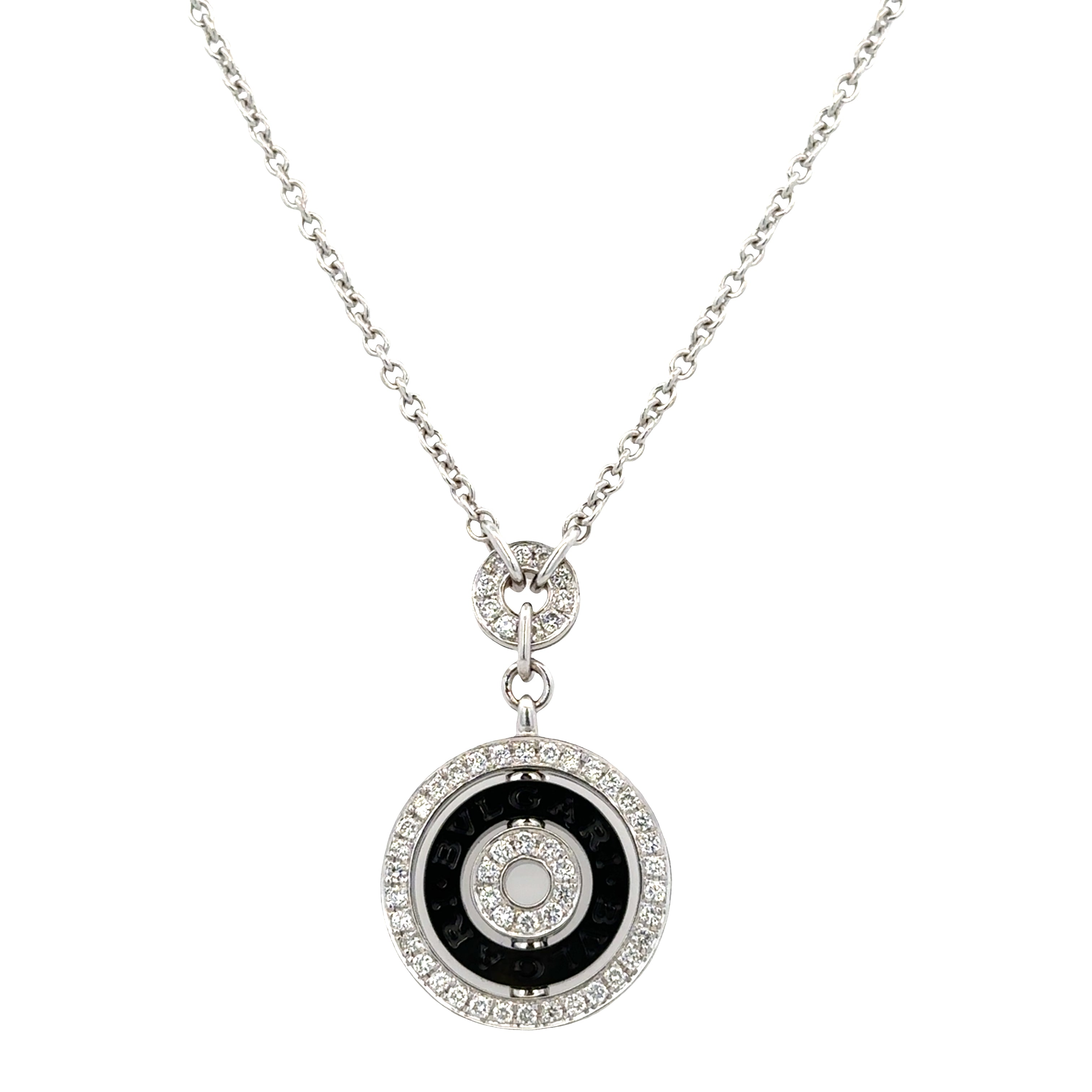 Estate BVLGARI Astrale Black Ceramic & Diamond Pendant – 16"-18" Length