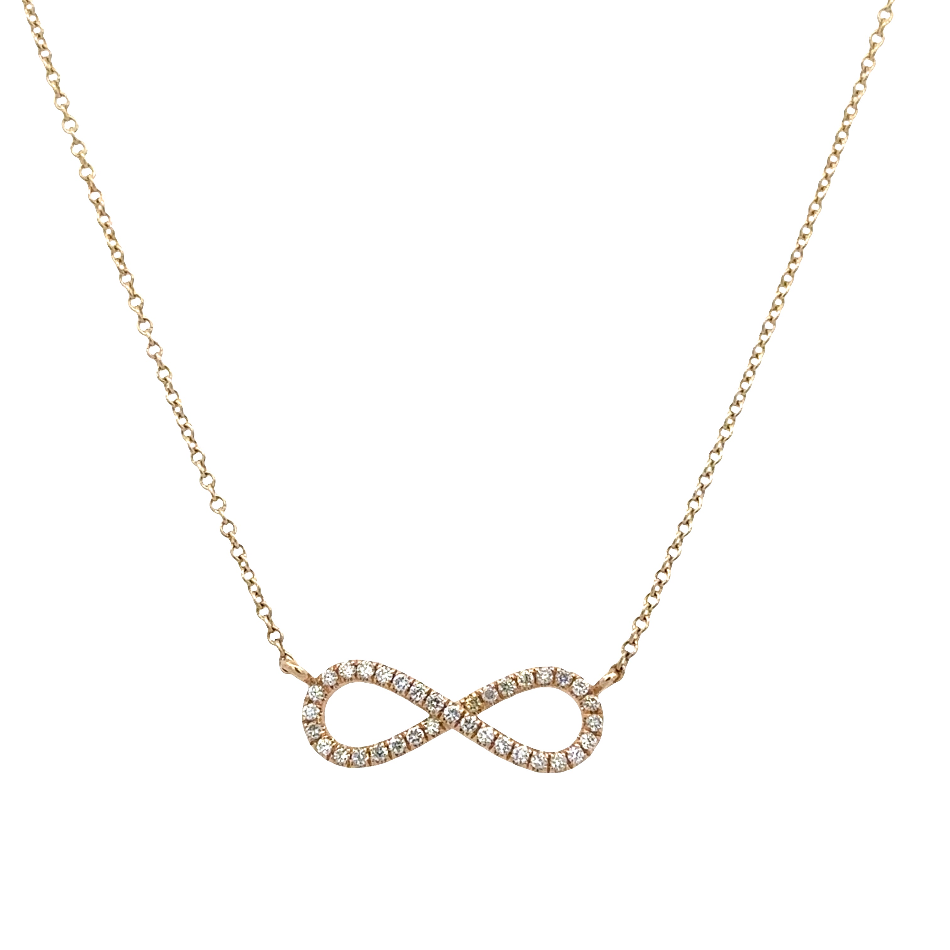 14k Yellow Gold Diamond Infinity Necklace – 18"