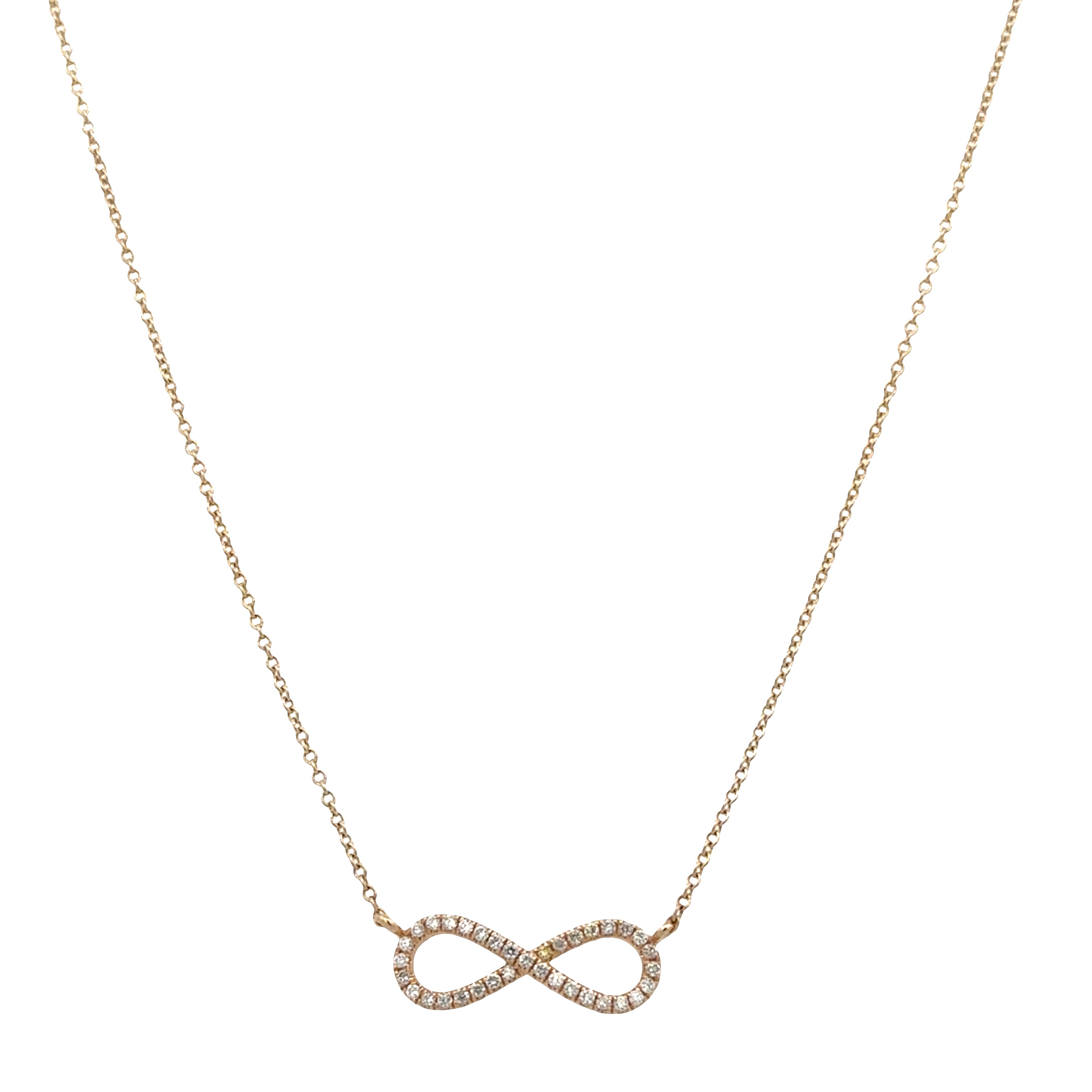 14k Yellow Gold Diamond Infinity Necklace – 18"