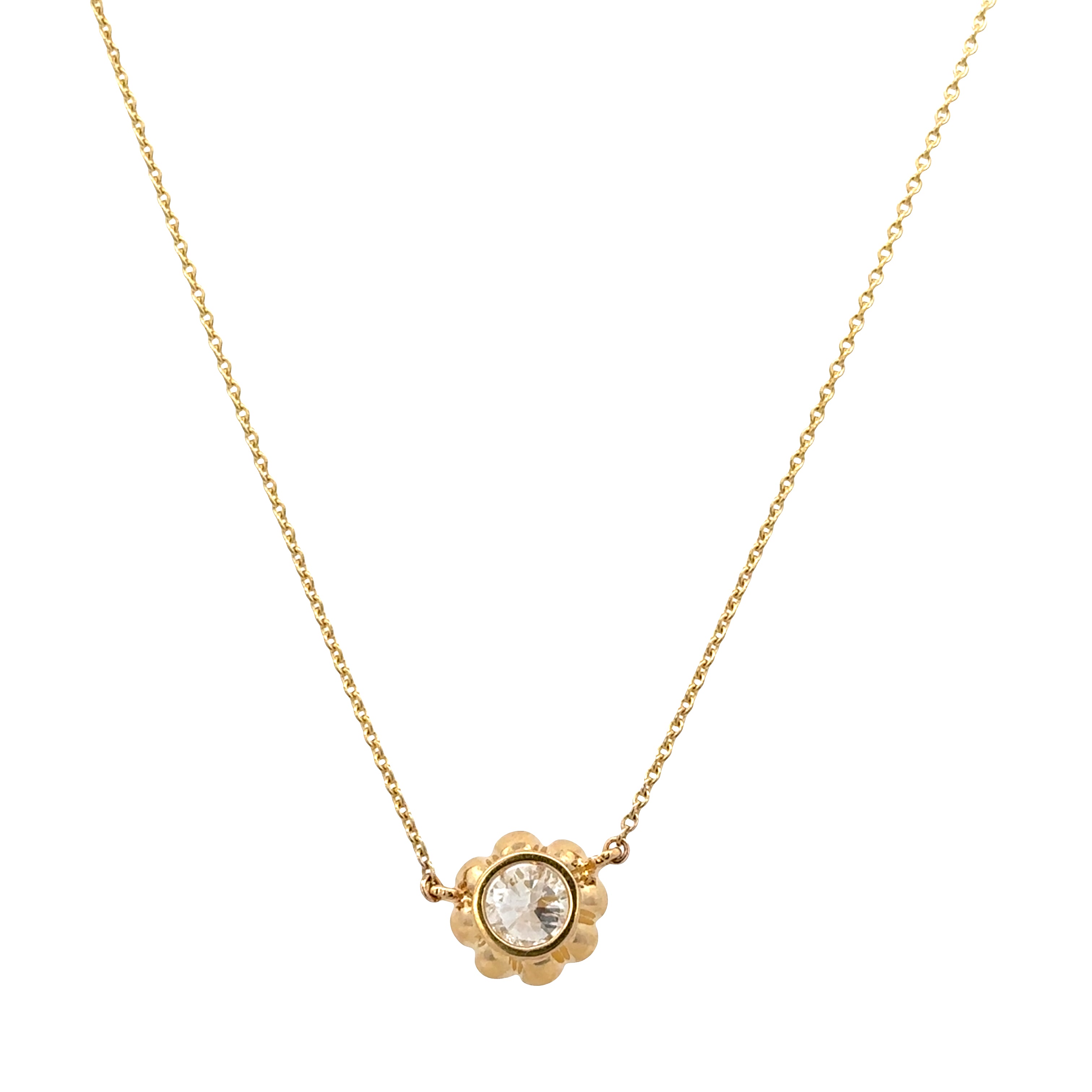 14k Yellow Gold Old European Cut Diamond Buttercup Necklace – 18"