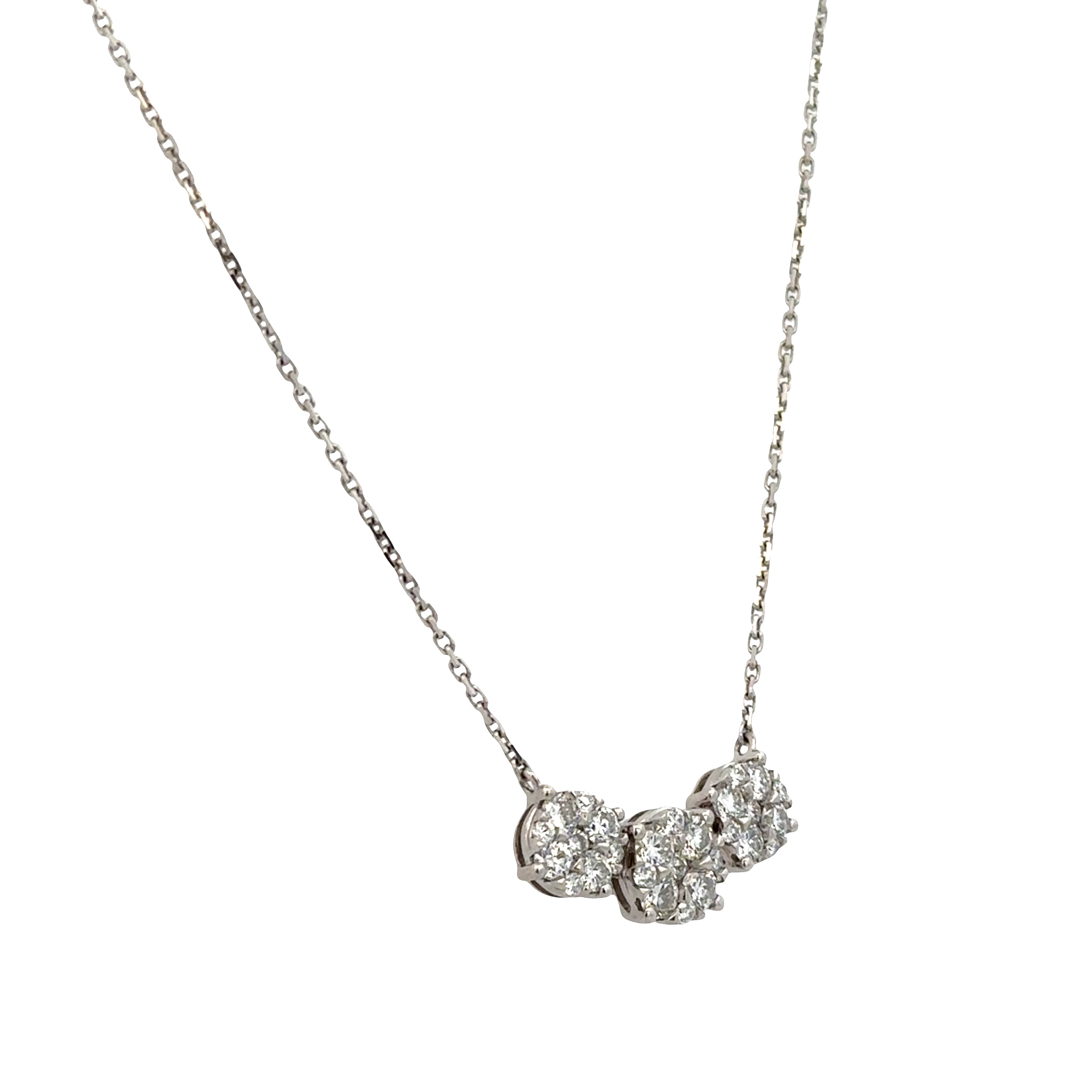 14k White Gold Diamond “Past, Present, Future” Necklace – 17"