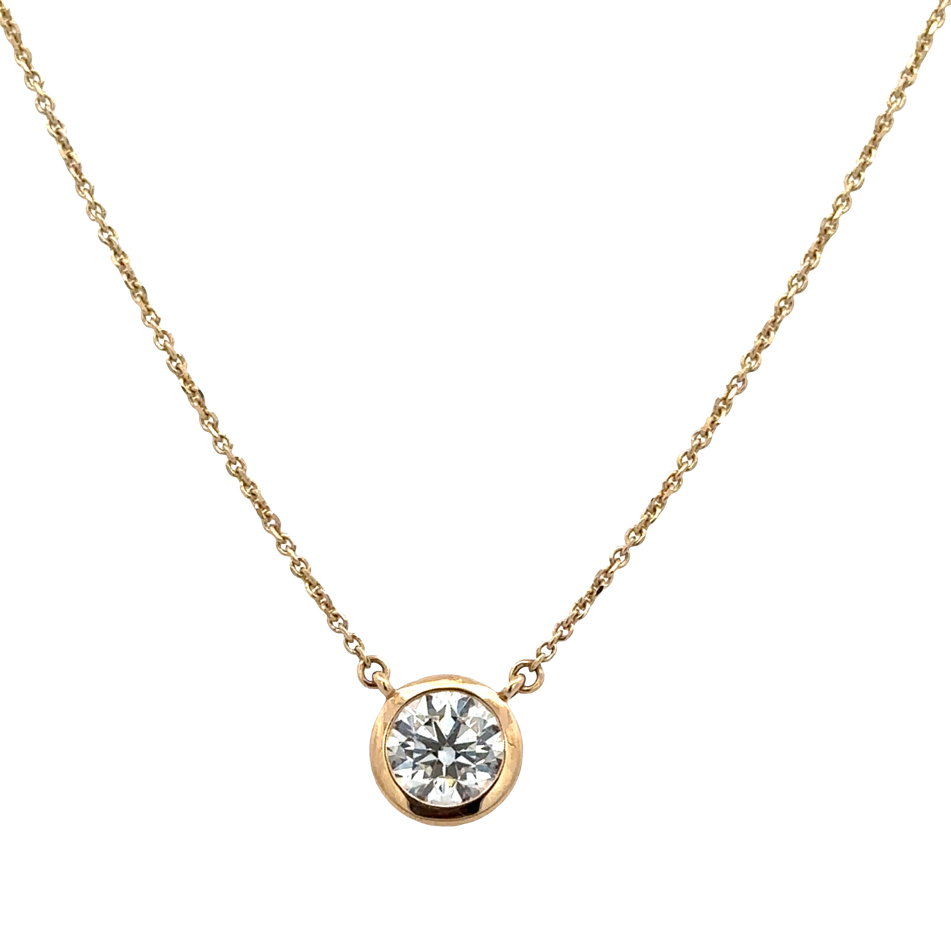 18k Yellow Gold Diamond Solitaire Station Necklace