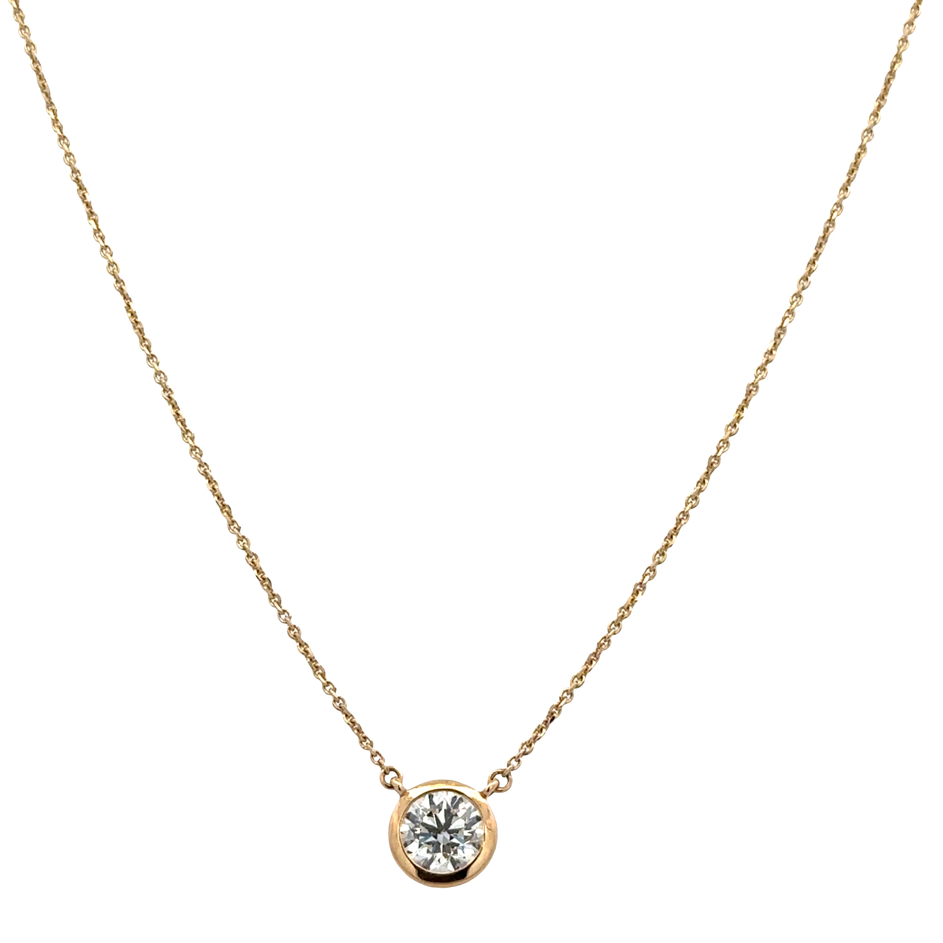 18k Yellow Gold Diamond Solitaire Station Necklace