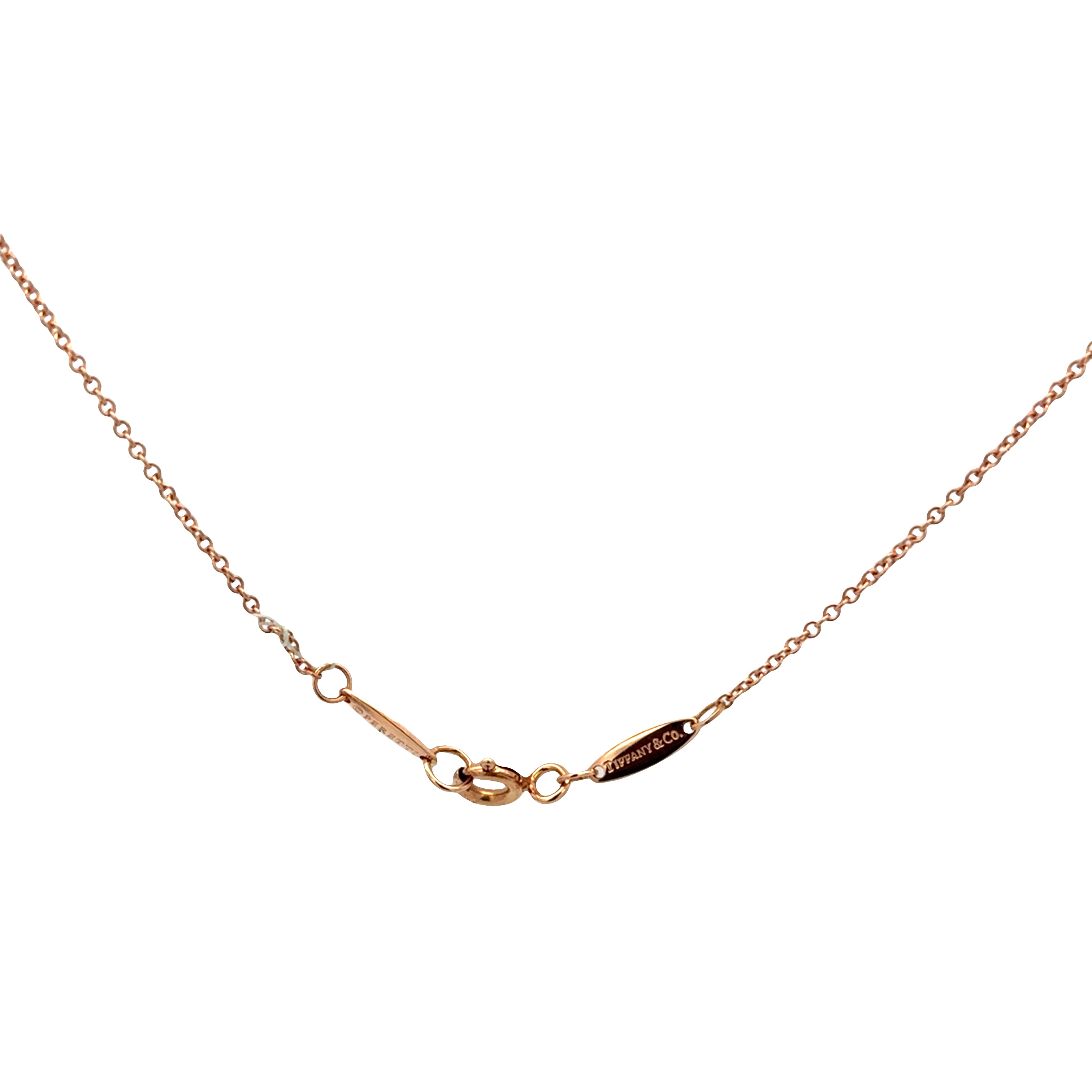 Estate Tiffany & Co. 18k Rose Gold Diamond Y-Style Necklace – 16"