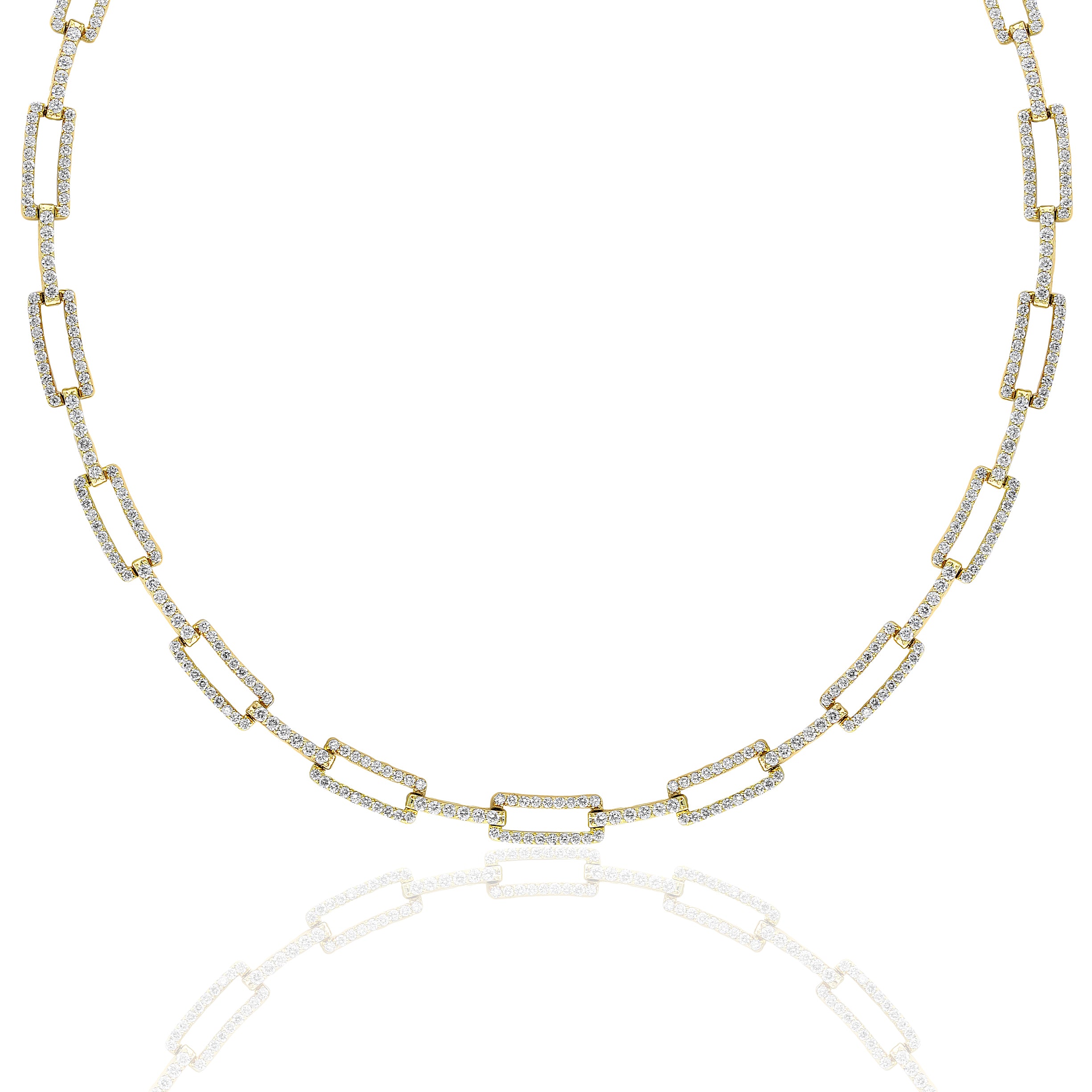 14k Yellow Gold Diamond Link Necklace – 17"