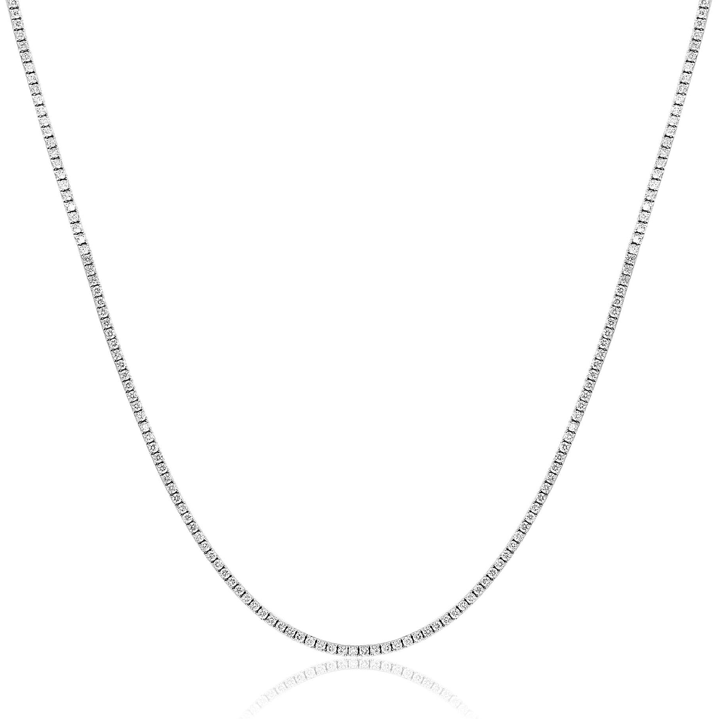 14k White Gold Diamond Riviera Necklace – 17"