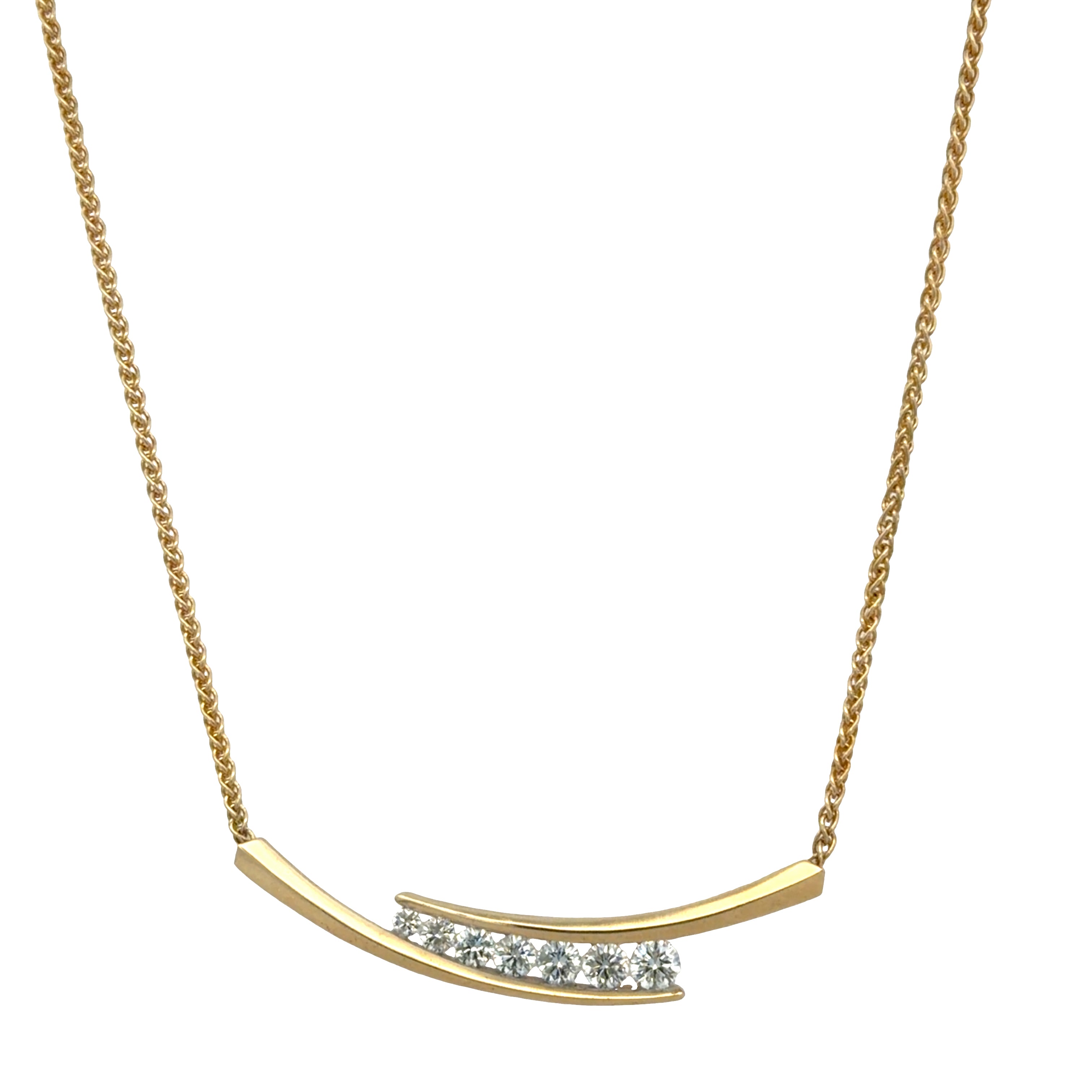 14k Yellow Gold 0.96 CT Graduated Diamond Abstract Necklace – 16"
