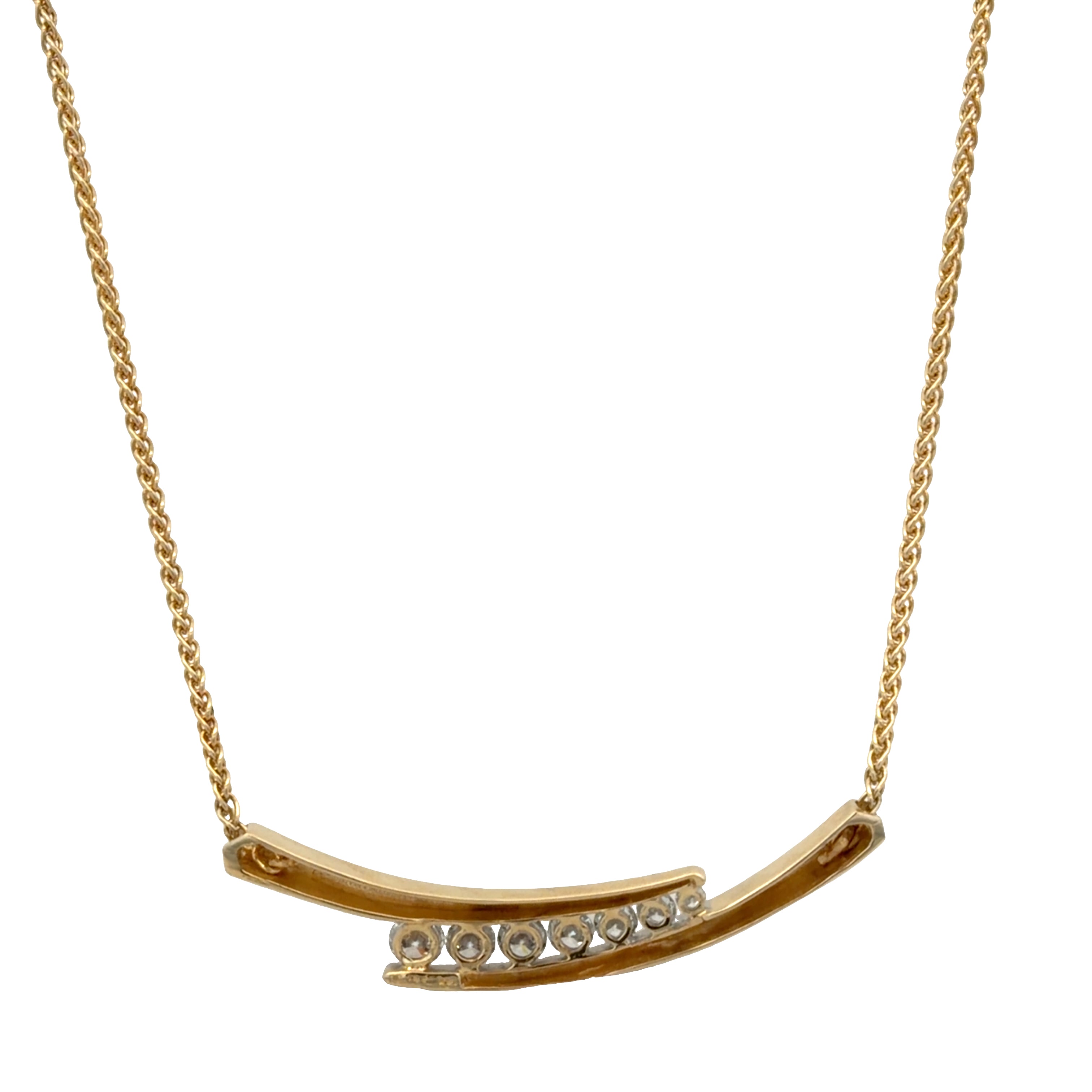 14k Yellow Gold 0.96 CT Graduated Diamond Abstract Necklace – 16"