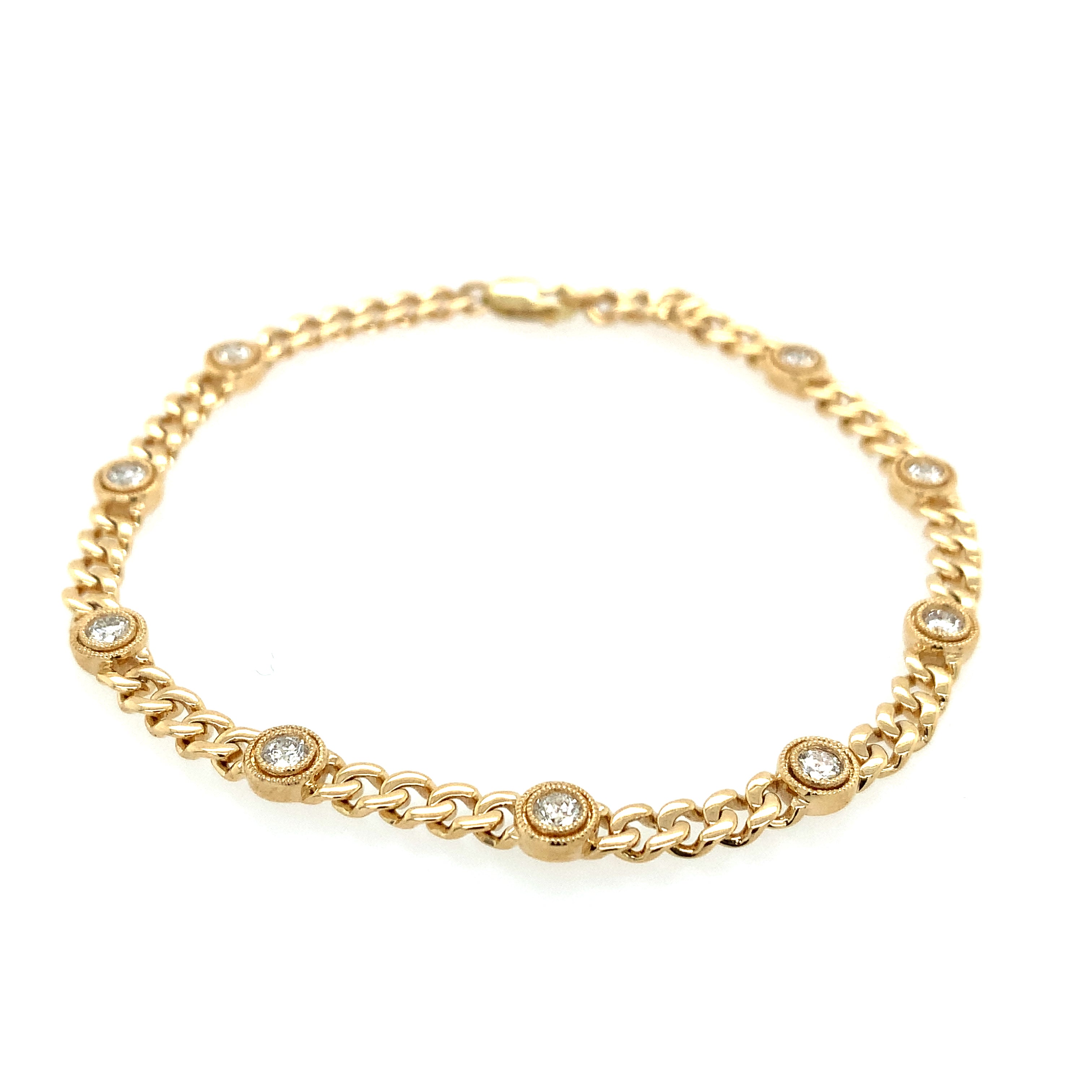 Curb Link Diamond Bracelet in Yellow Gold