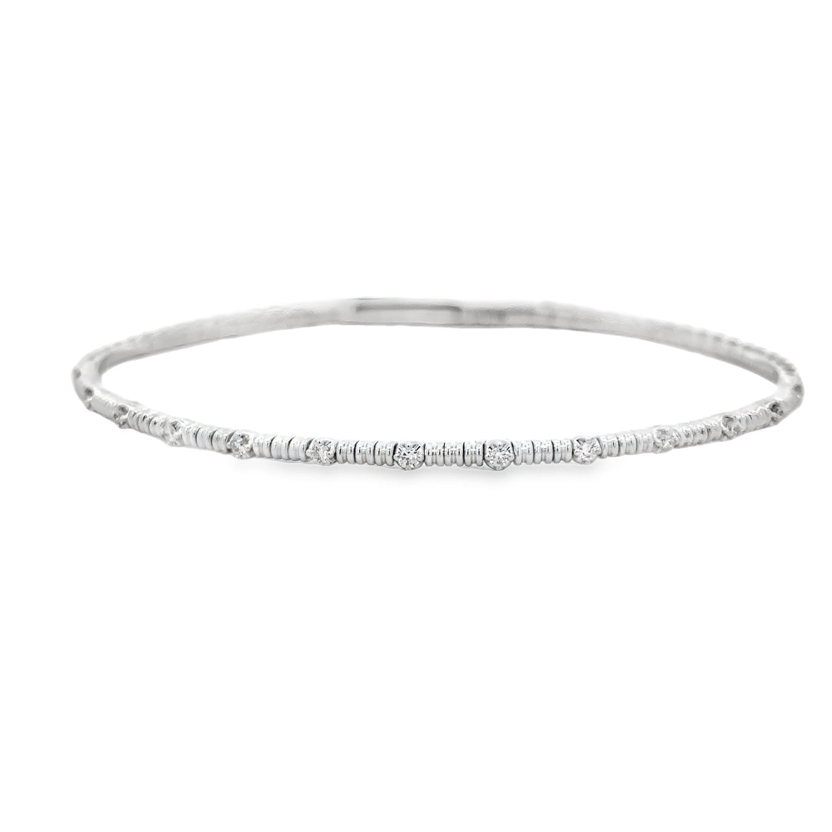 Flexible Diamond Bangle Bracelet in White Gold
