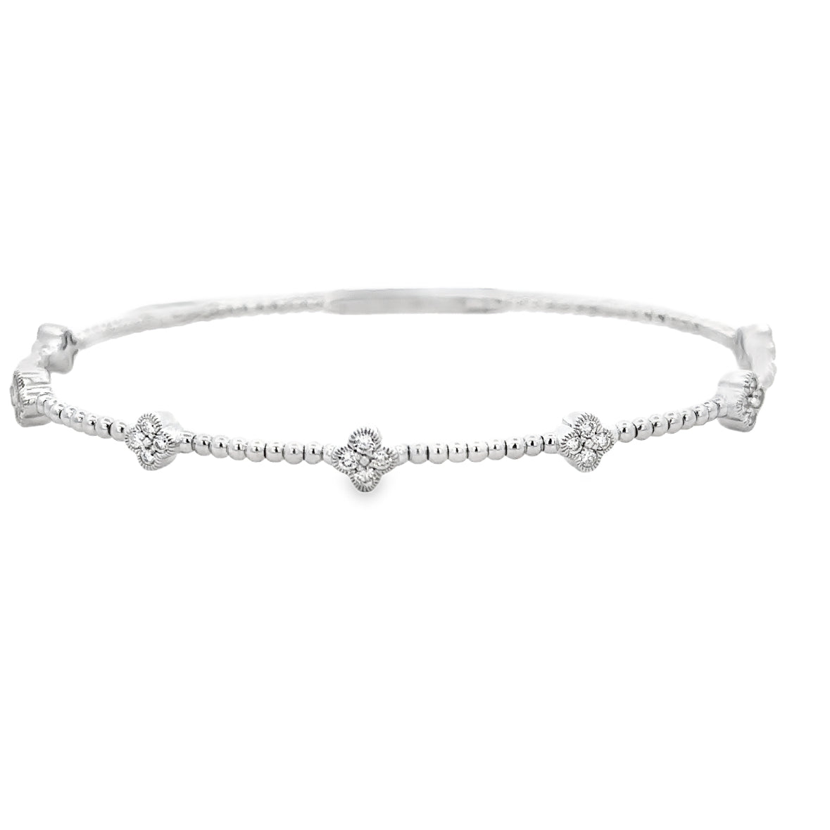 Flexible Diamond Bangle Bracelet in White Gold