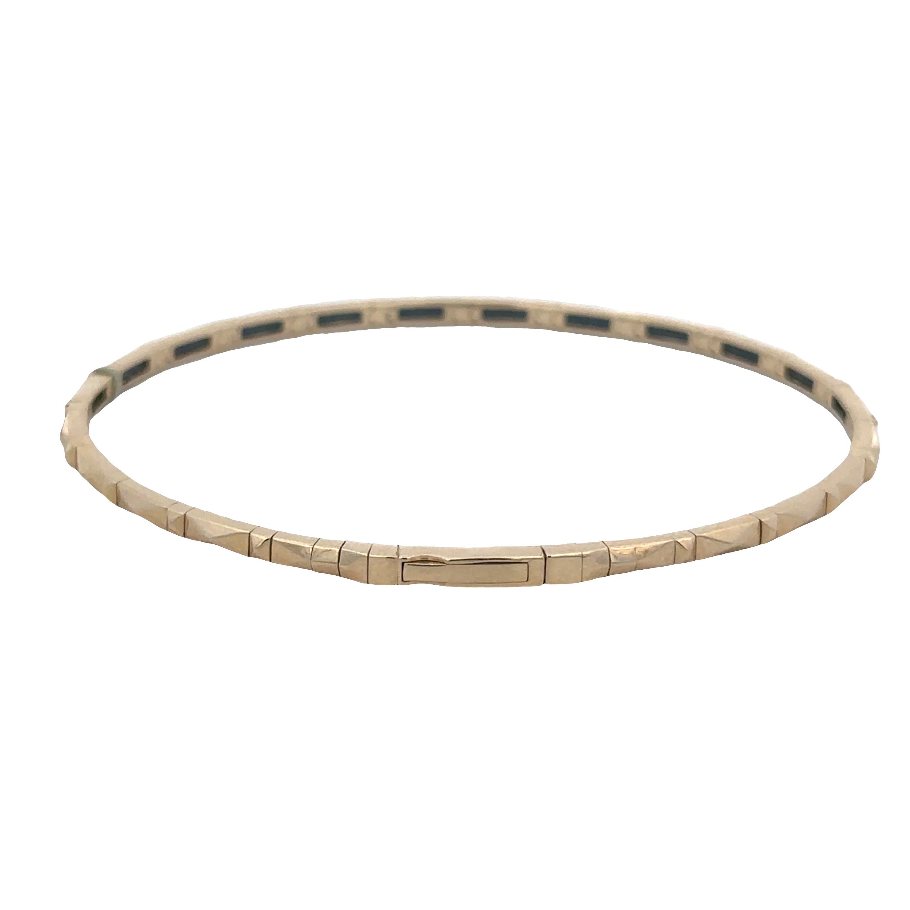 14k Yellow Gold Flexible Faceted Diamond Bangle Bracelet – 0.16 CTW, 2.4mm