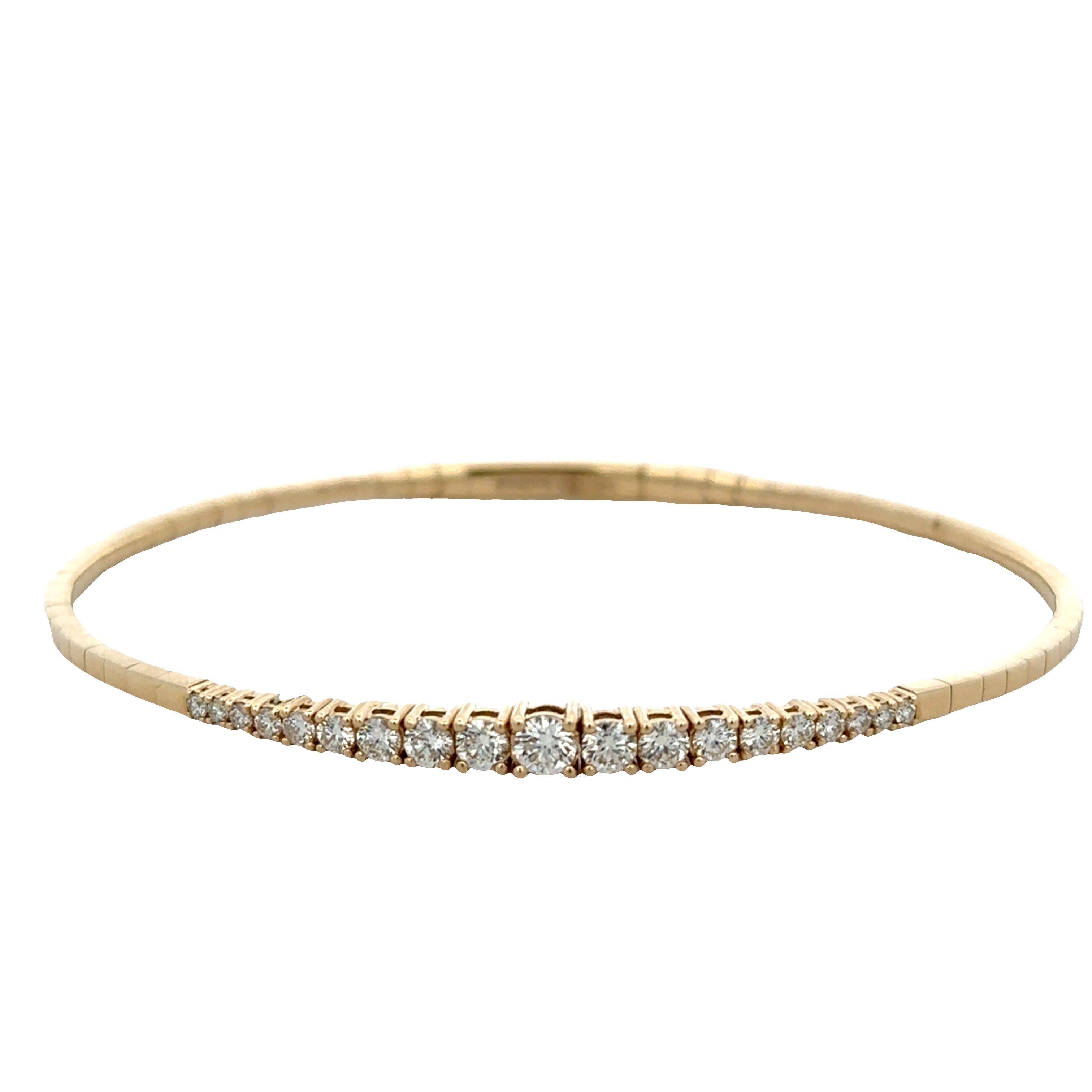 14k Yellow Gold Diamond Flexible Bangle Bracelet
