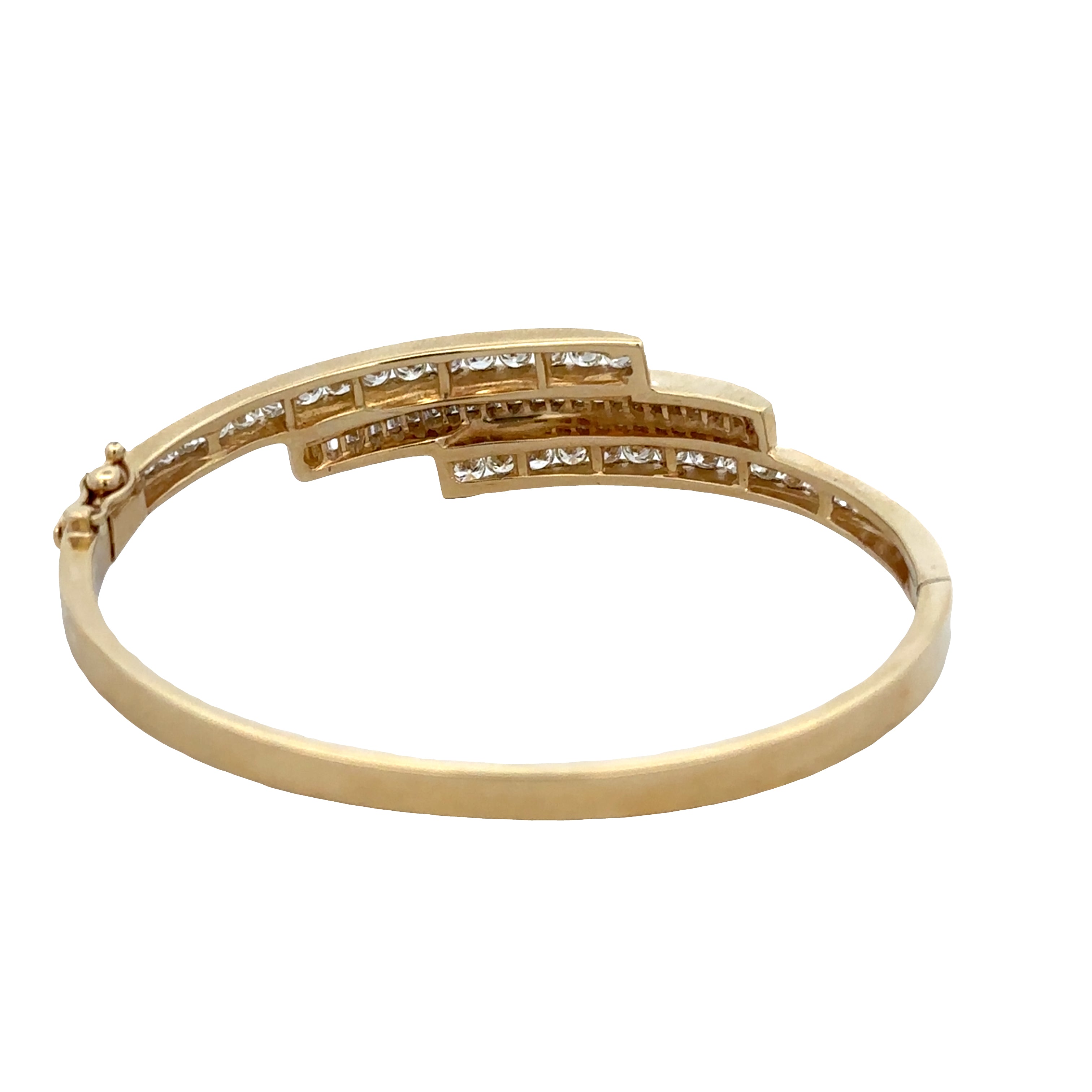 Vintage Statement 14k Yellow Gold Bypass Style Diamond Bangle Bracelet