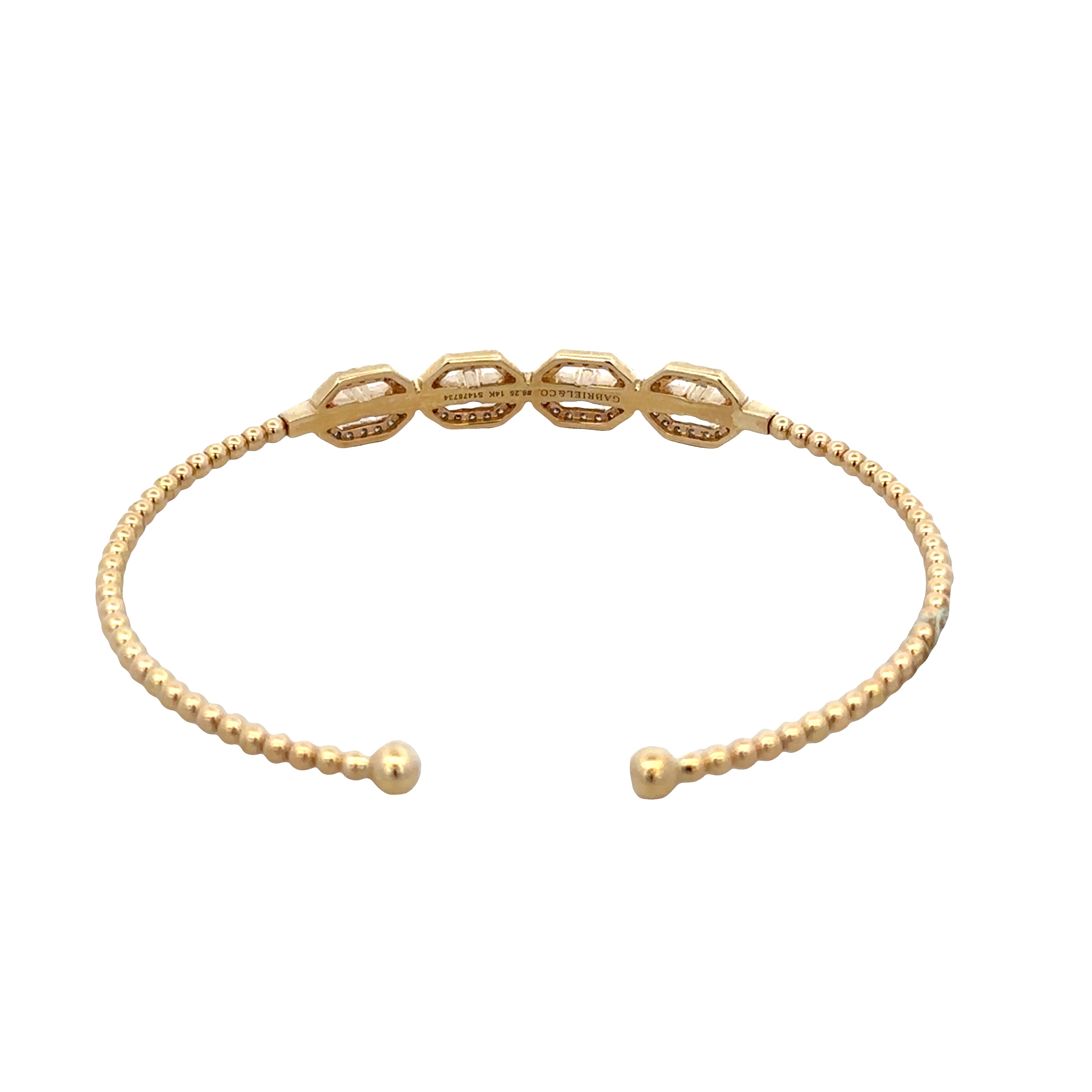14k Yellow Gold Diamond Flexible Geometric Bracelet