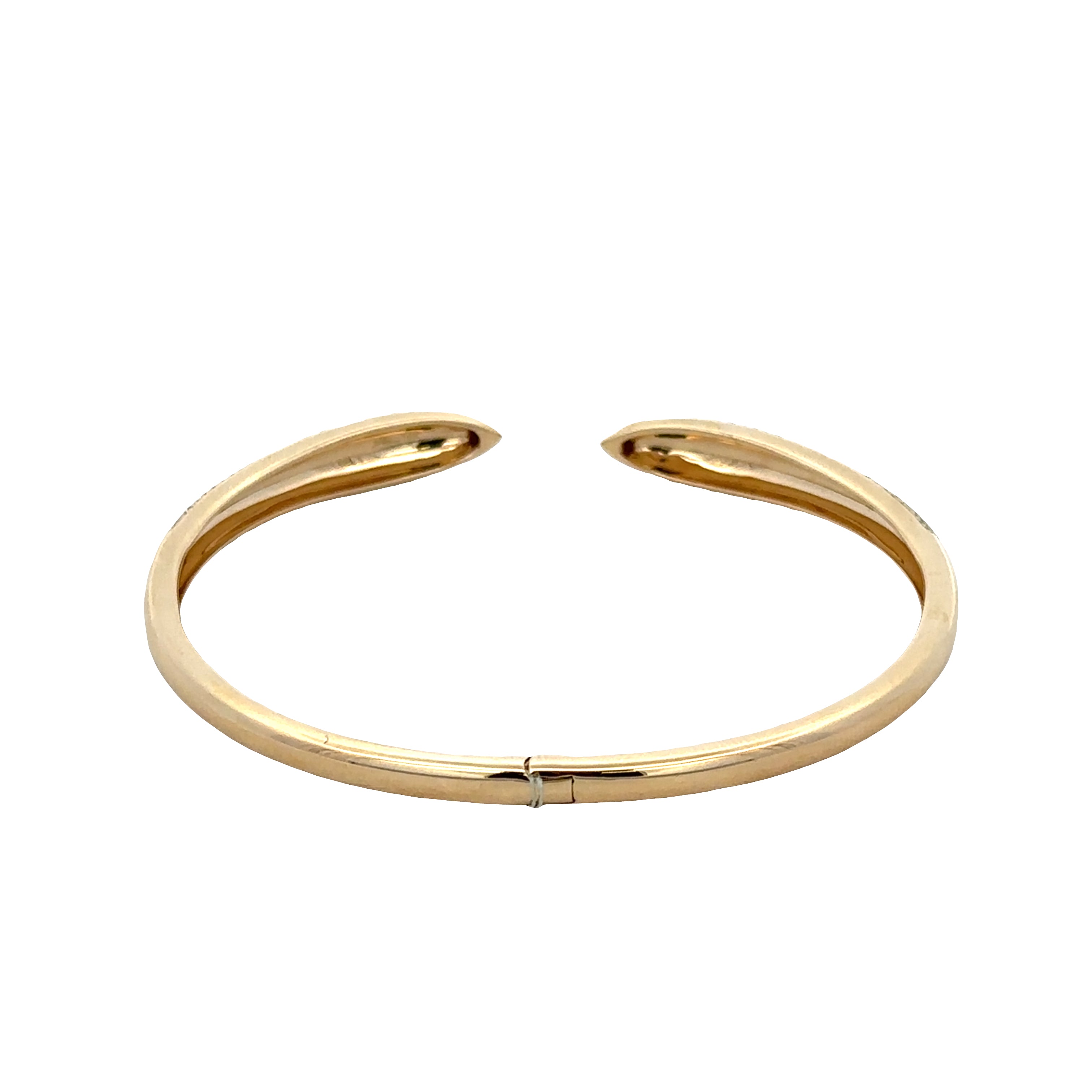 14k Yellow Gold Diamond Hinged Bangle Bracelet – 16.2mm Wide