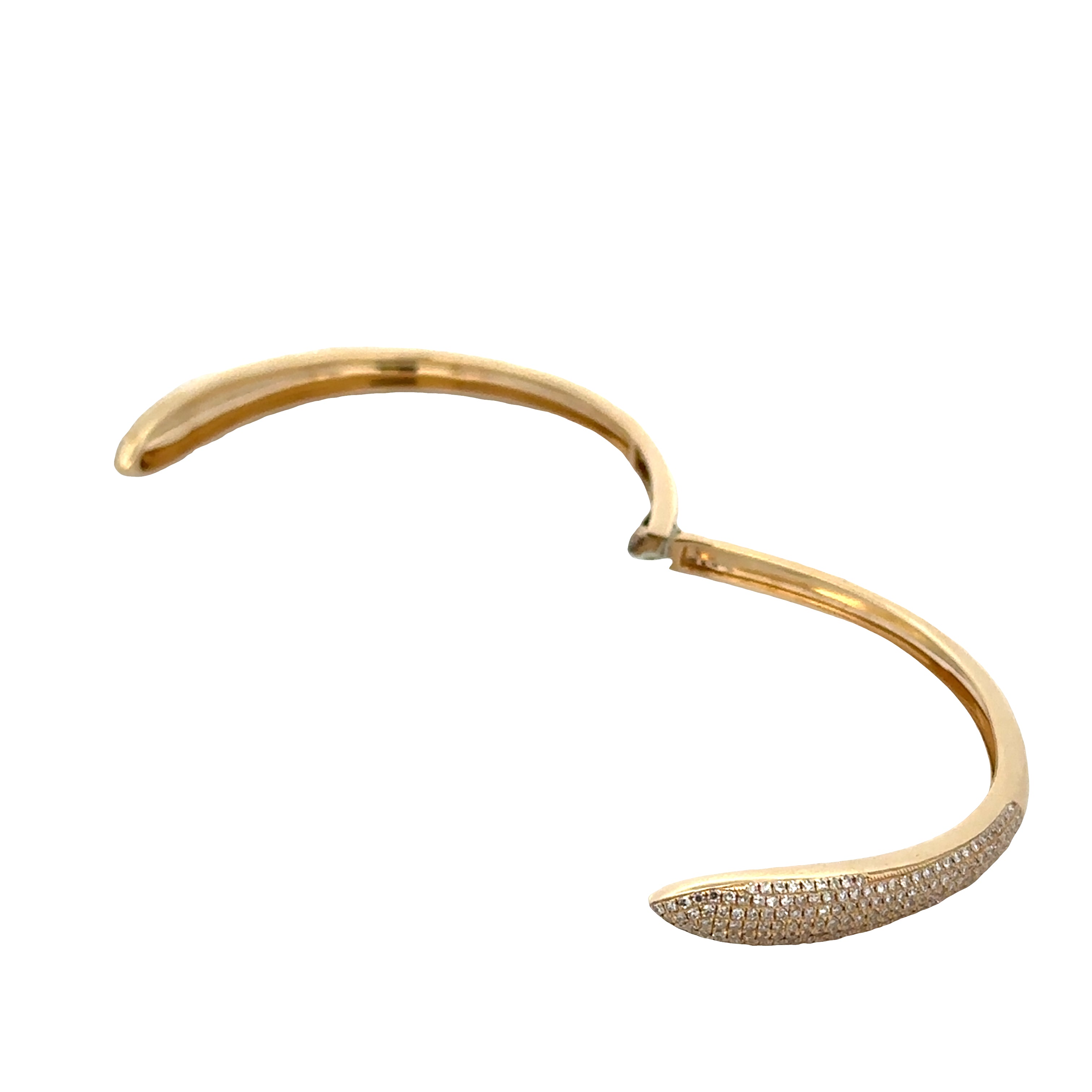 14k Yellow Gold Diamond Hinged Bangle Bracelet – 16.2mm Wide
