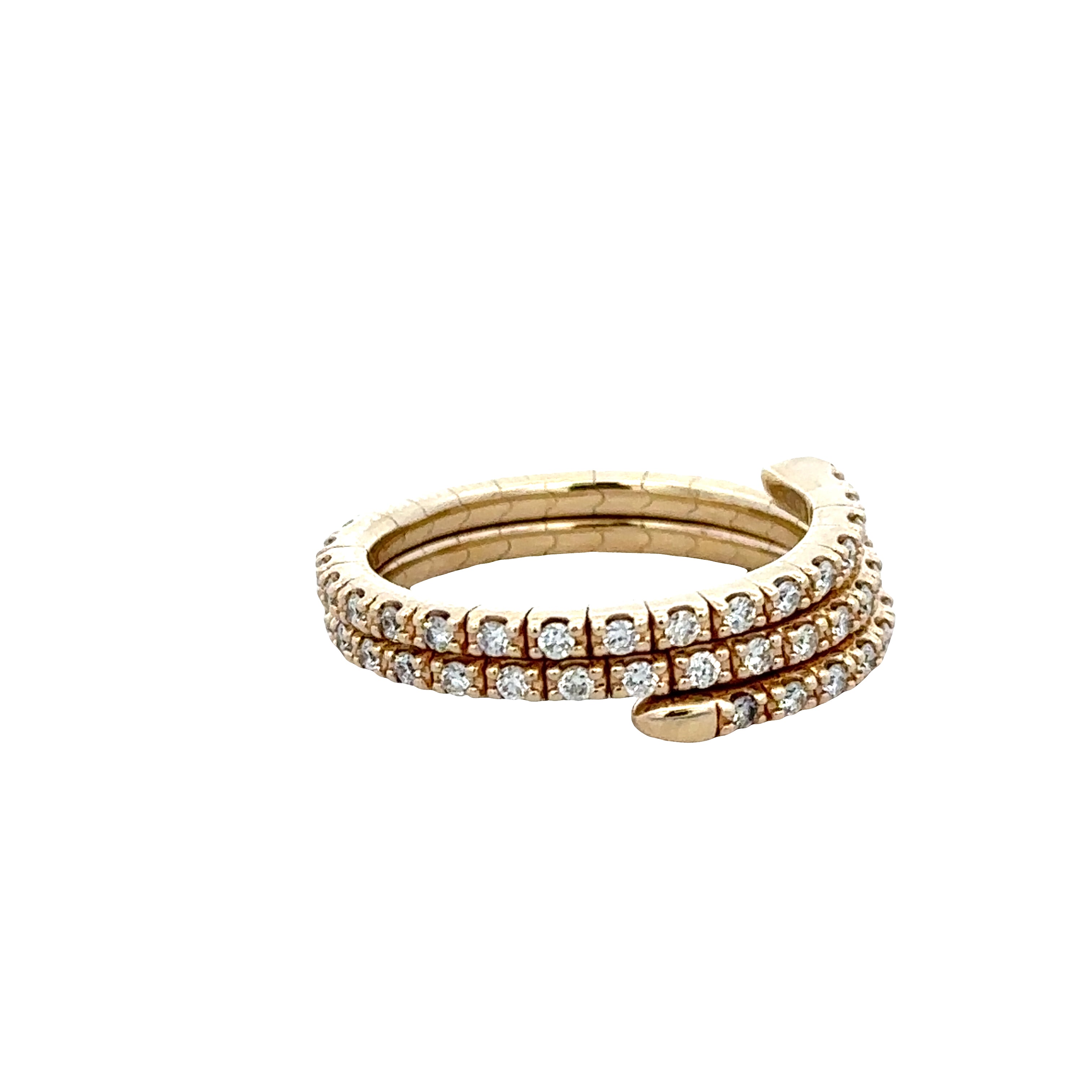 14k Yellow Gold Diamond Snake Ring – Size 6.5