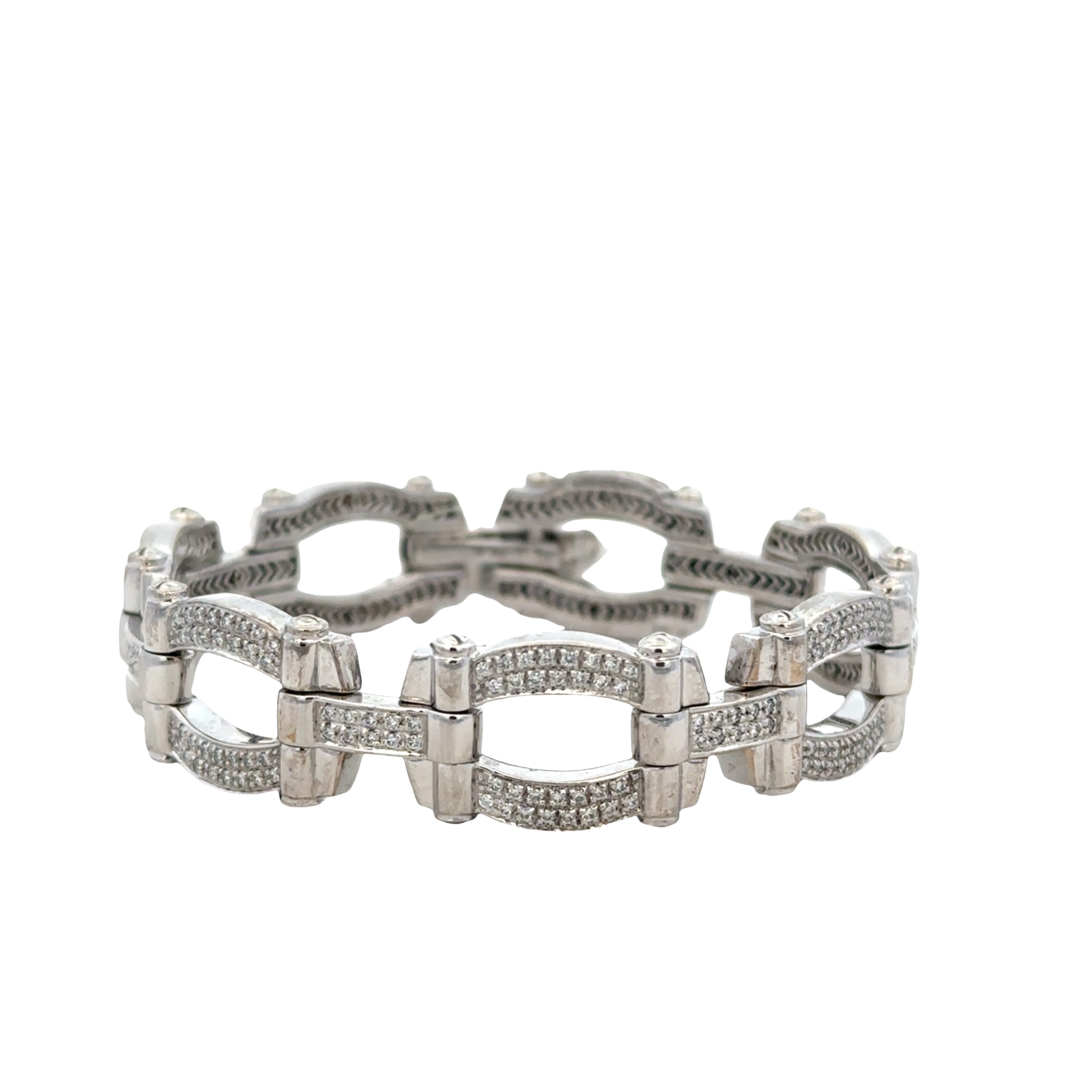 Estate Charriol 18k White Gold Diamond Link Bracelet – 1.34 CTW