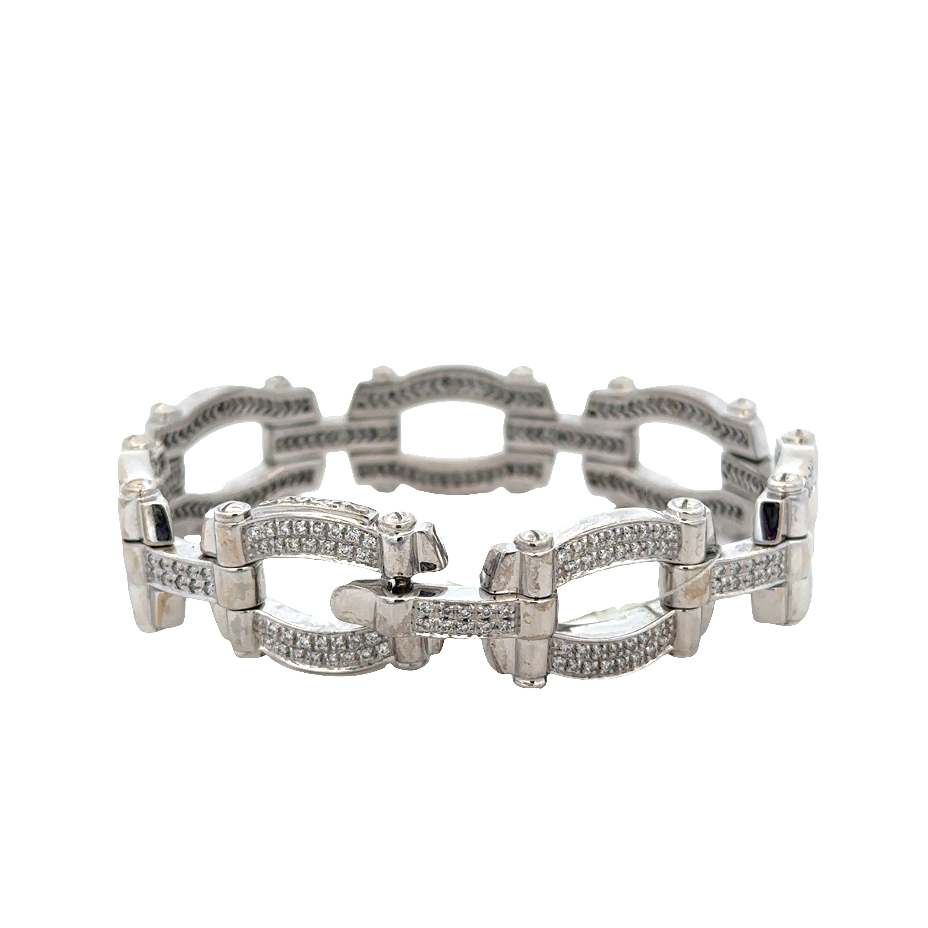 Estate Charriol 18k White Gold Diamond Link Bracelet – 1.34 CTW