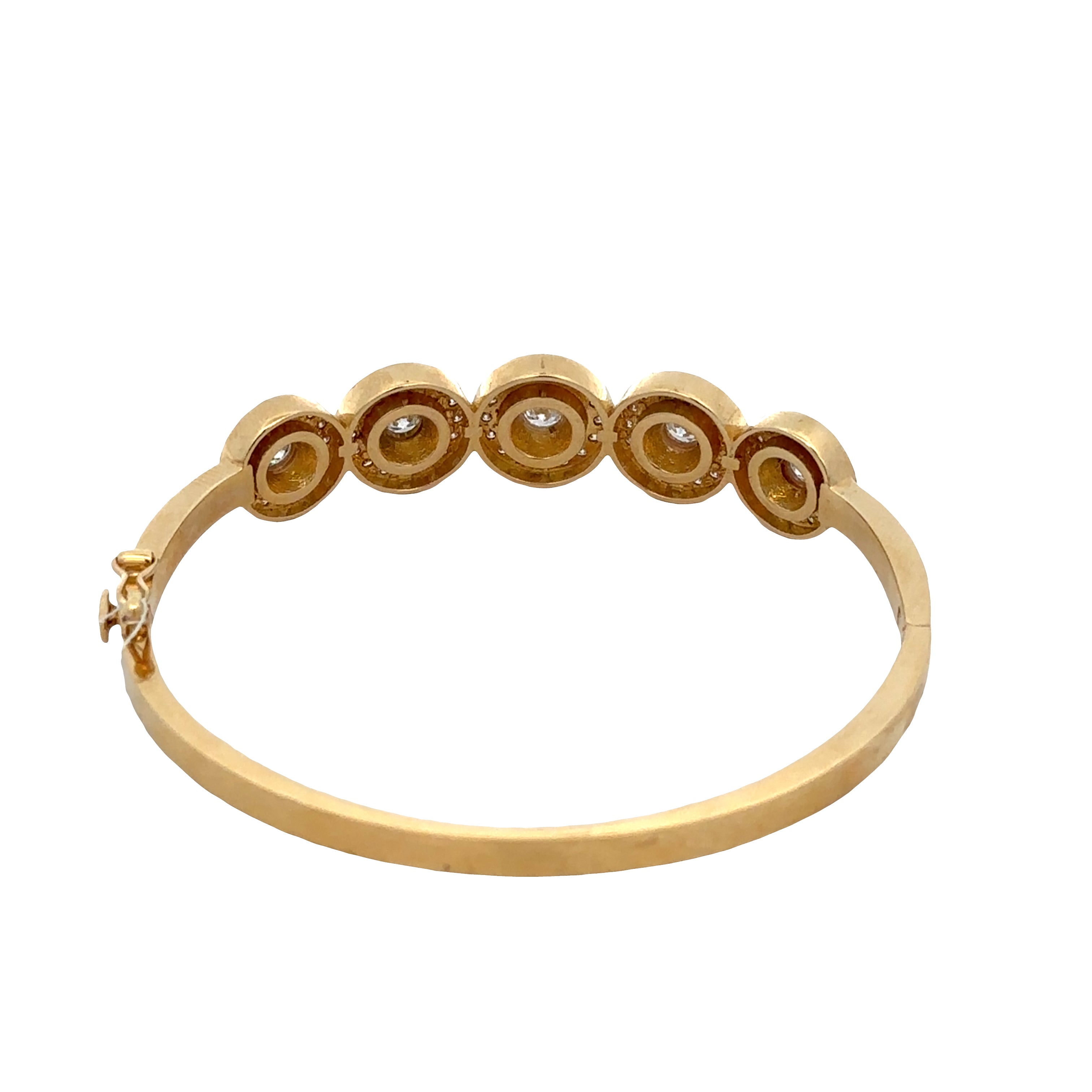 Substantial 18k Yellow Gold Diamond Halo Bangle Bracelet – 2.57 Carats Total Weight