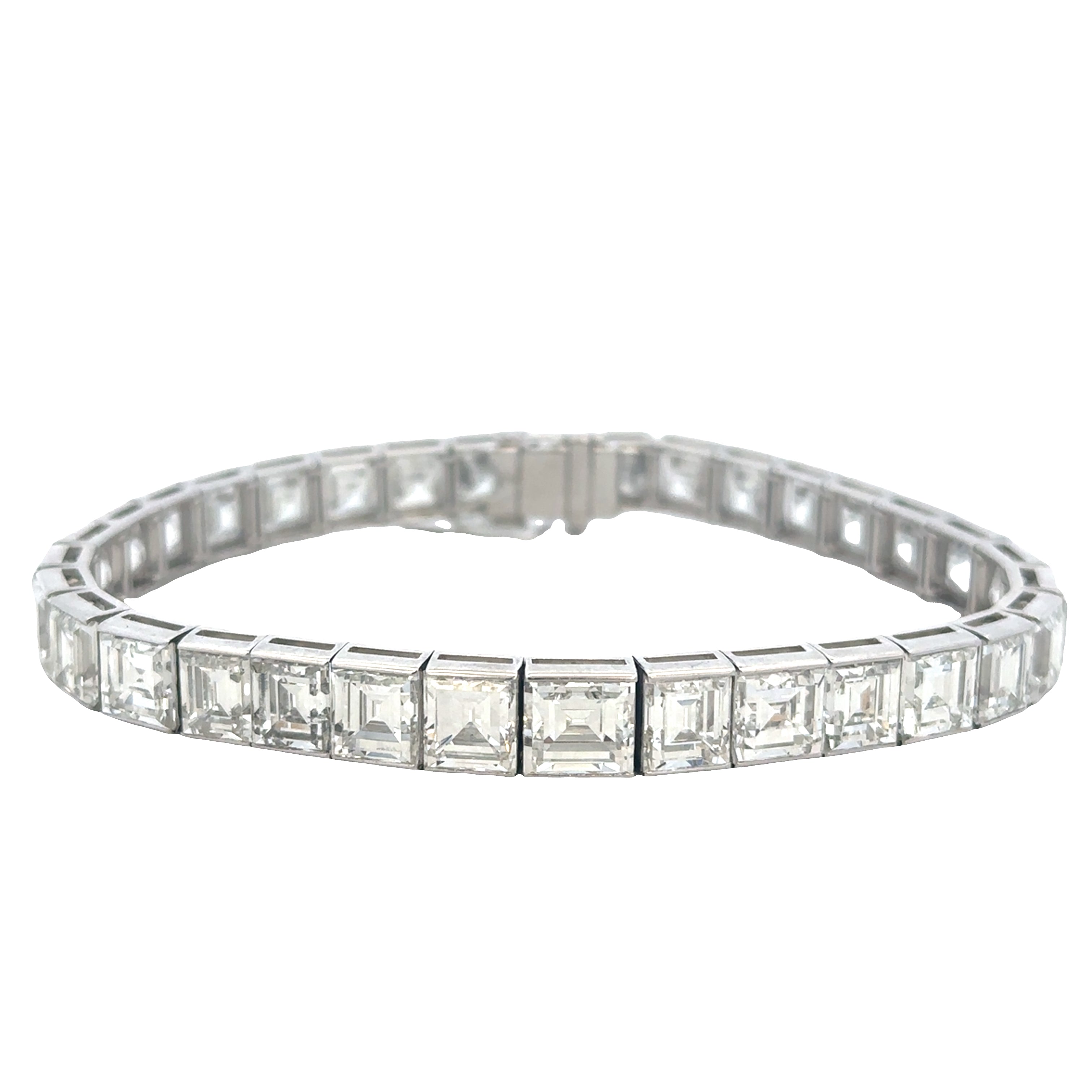 Vintage Art Deco Platinum Step-Cut Diamond Bracelet – 7.25", Circa 1935