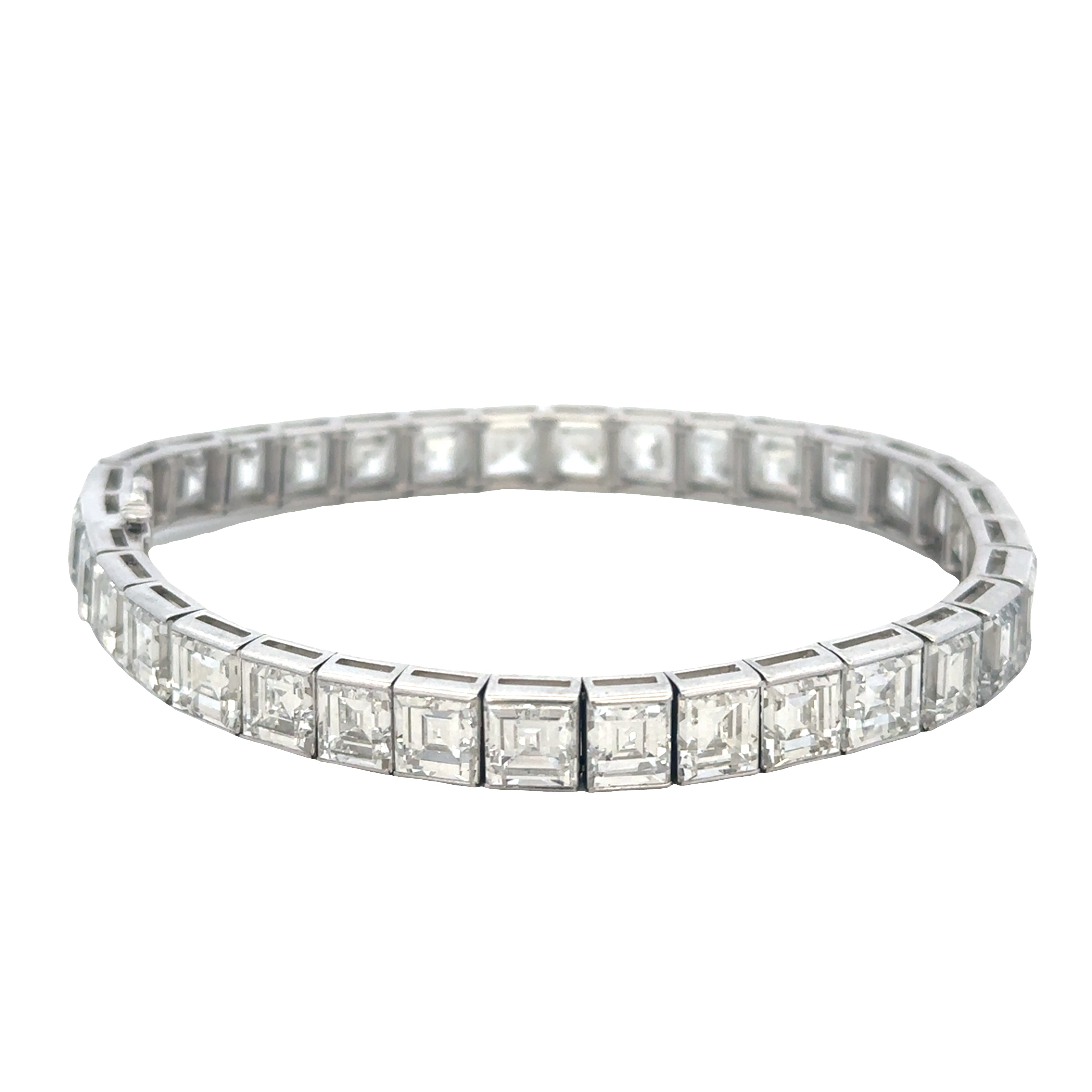Vintage Art Deco Platinum Step-Cut Diamond Bracelet – 7.25", Circa 1935