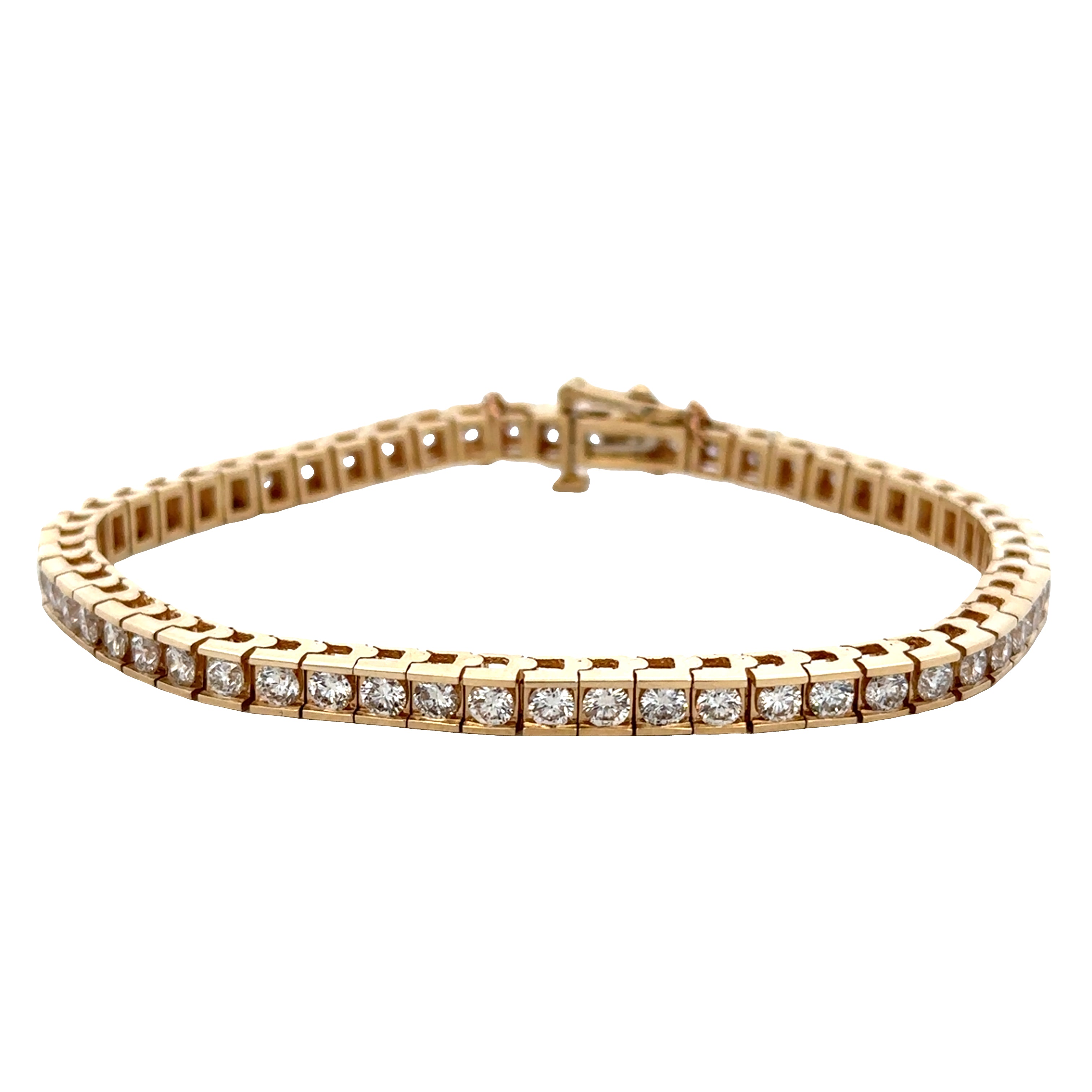 14k Yellow Gold Diamond Line Bracelet – 7"