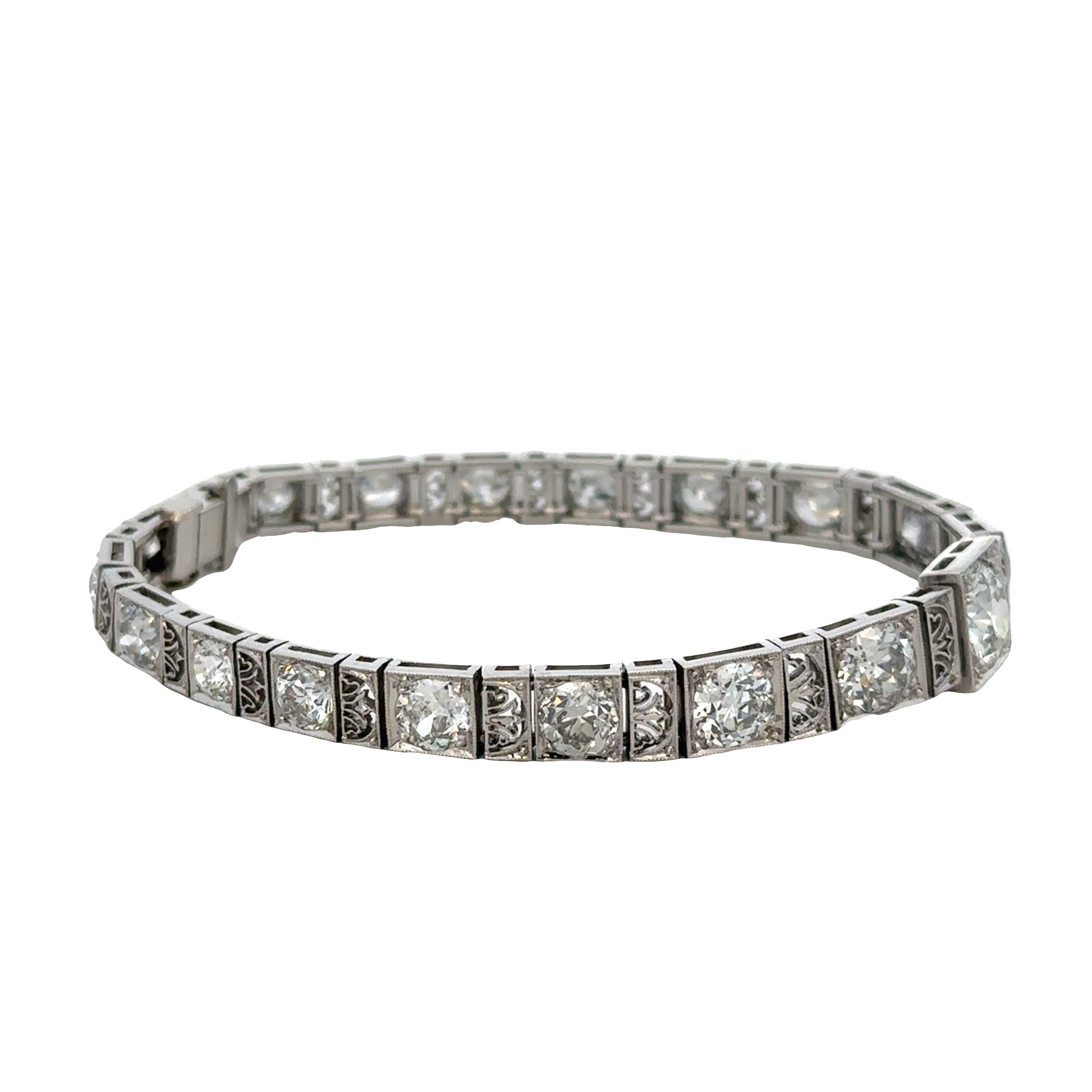 Antique Art Deco Platinum Diamond Bracelet – 6.75", Circa 1920s