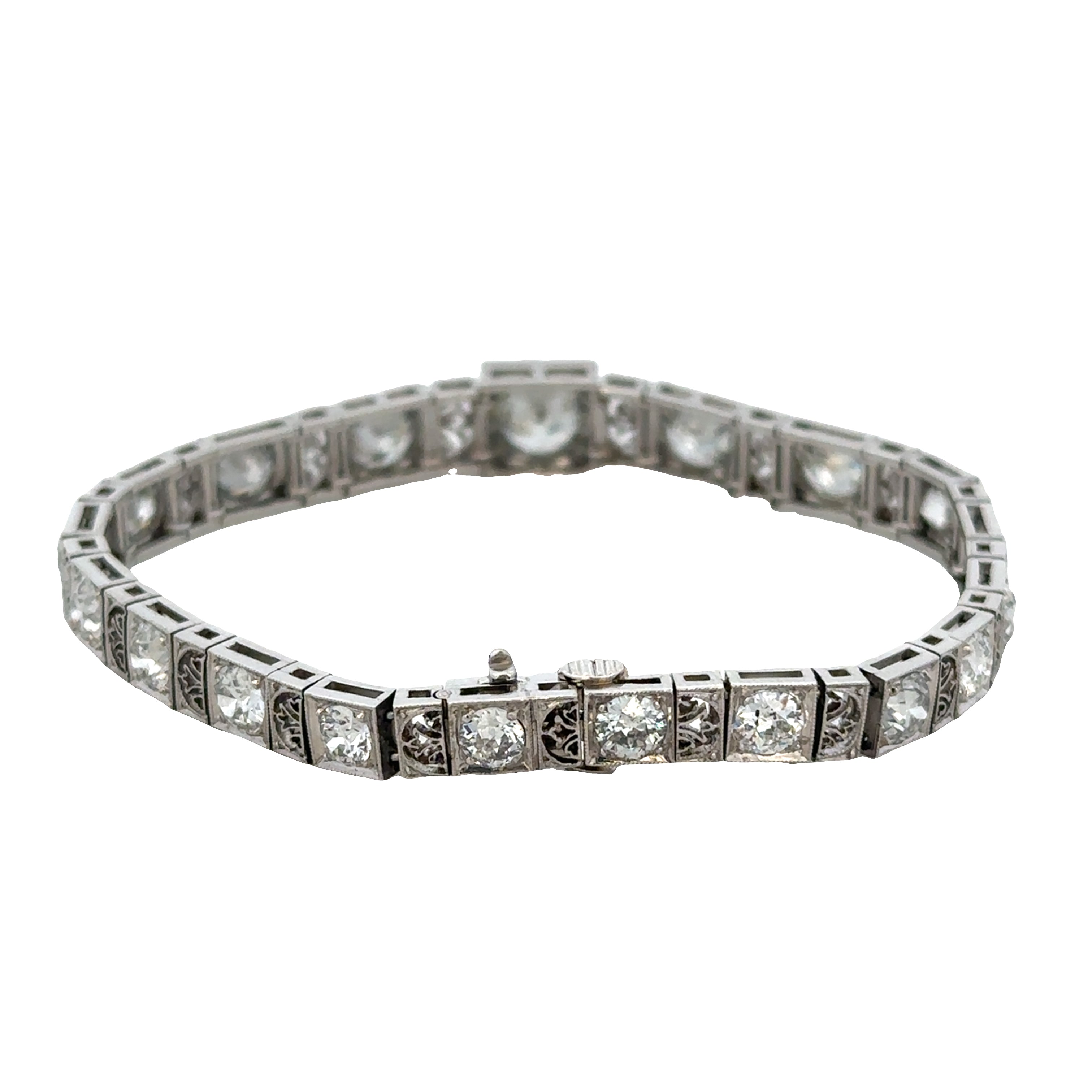 Antique Art Deco Platinum Diamond Bracelet – 6.75", Circa 1920s