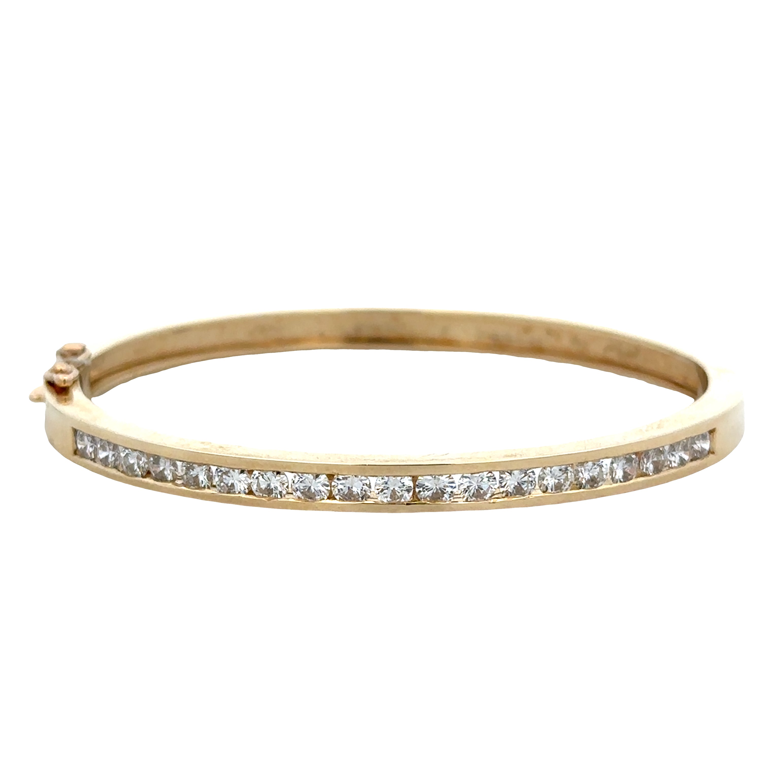 14k Yellow Gold Diamond Channel-Set Bangle Bracelet – 6.5"