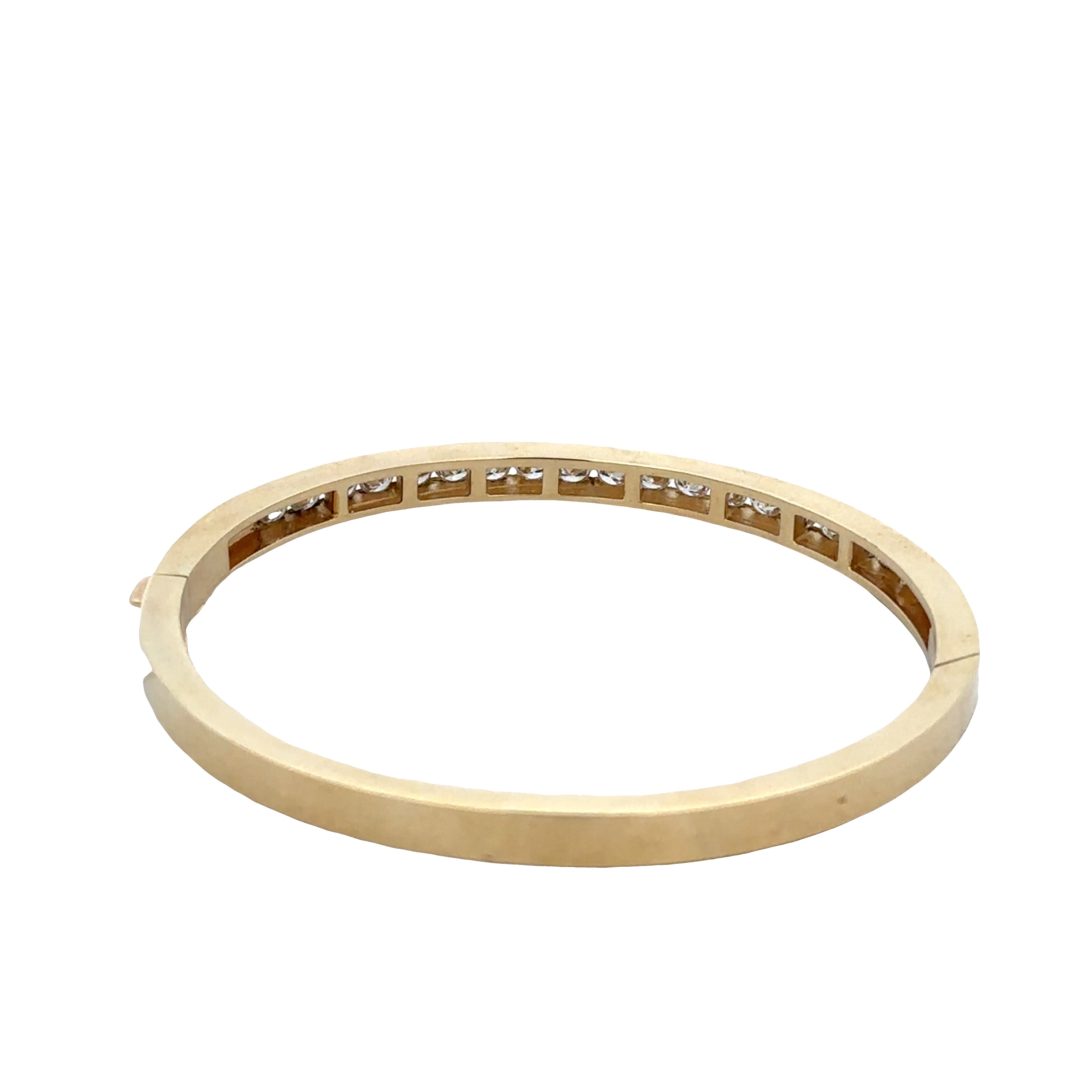 14k Yellow Gold Diamond Channel-Set Bangle Bracelet – 6.5"