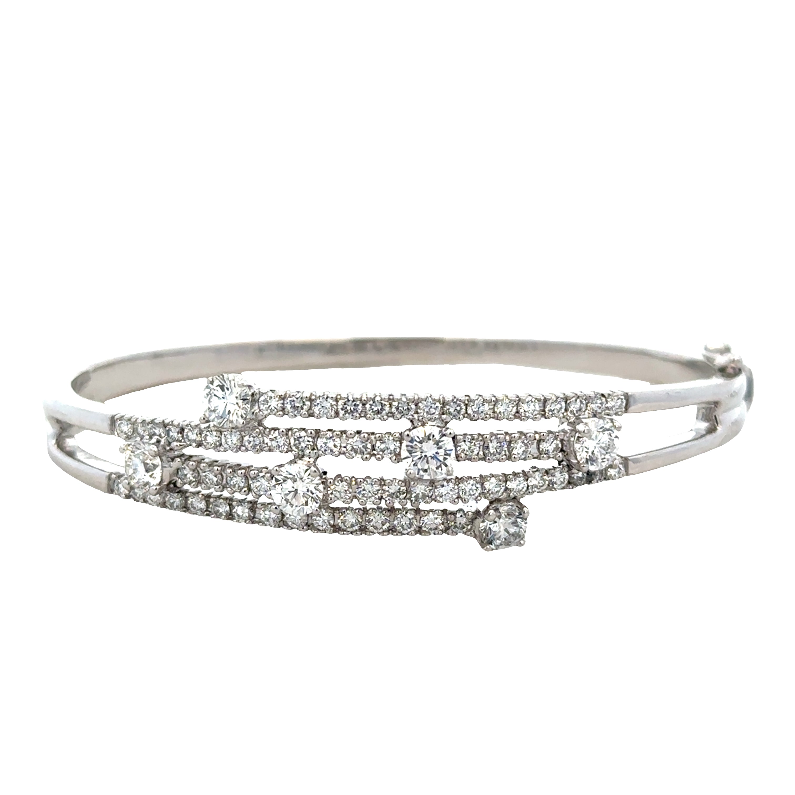 18k White Gold Diamond Fireworks Bangle Bracelet